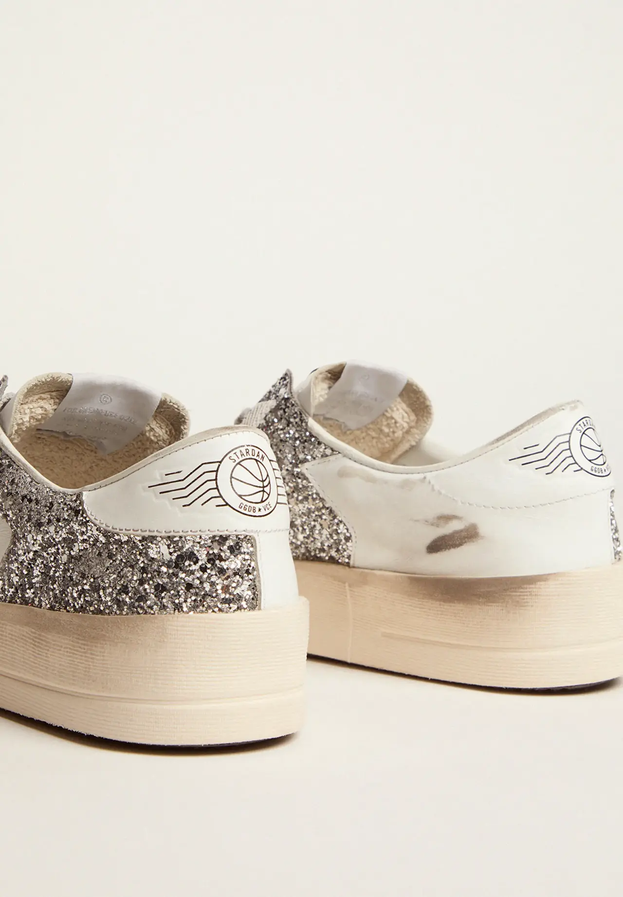 Stardan sneakers in white leather with glitter