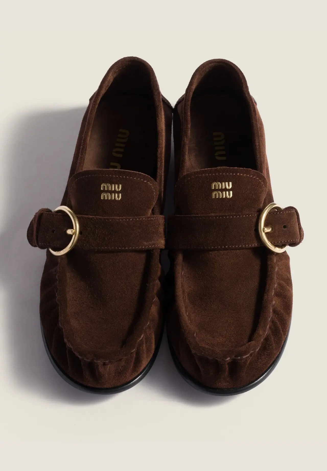 Suede Loafers with Buckle