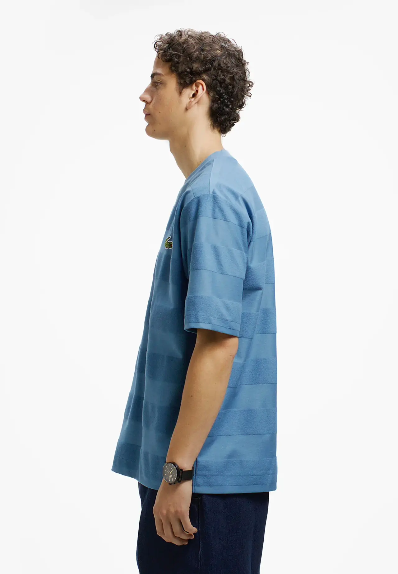 Oversized Tonal Striped Towel Fabric Panel T-Shirt