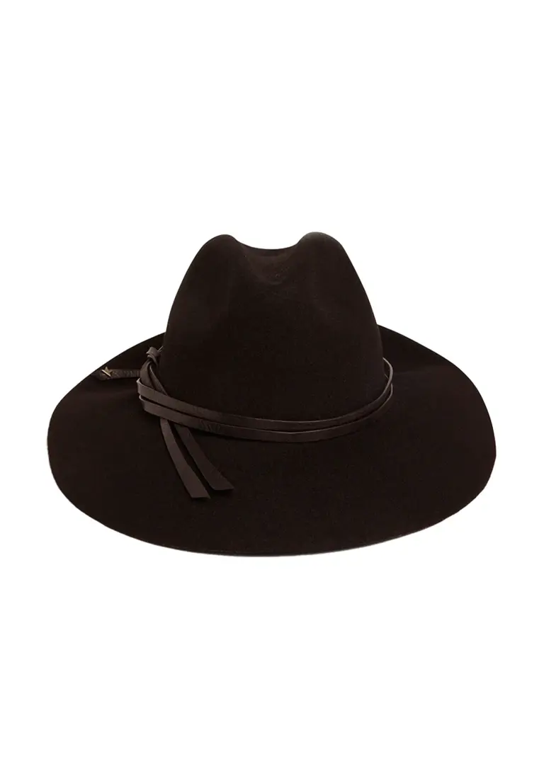 Black Hat with Leather Strap