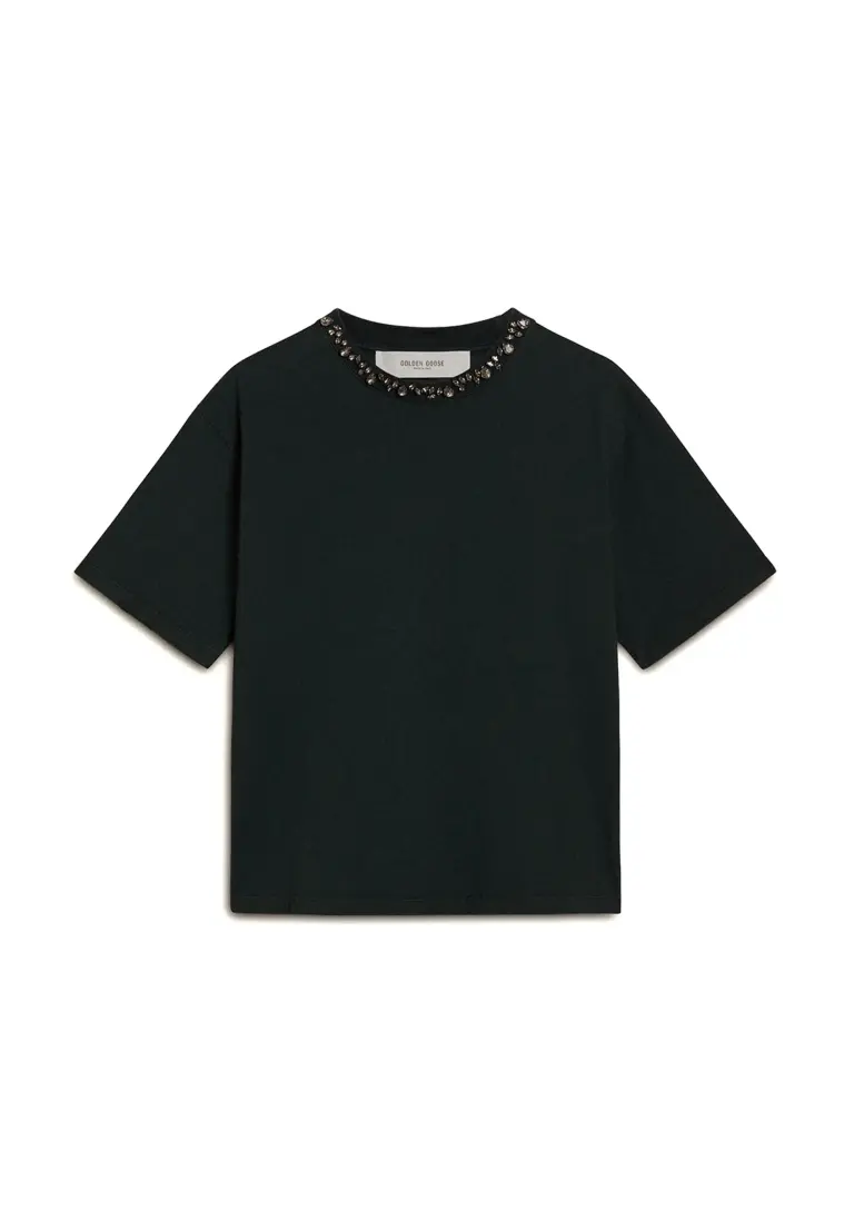 Women's T-Shirt (Black) with Crystals