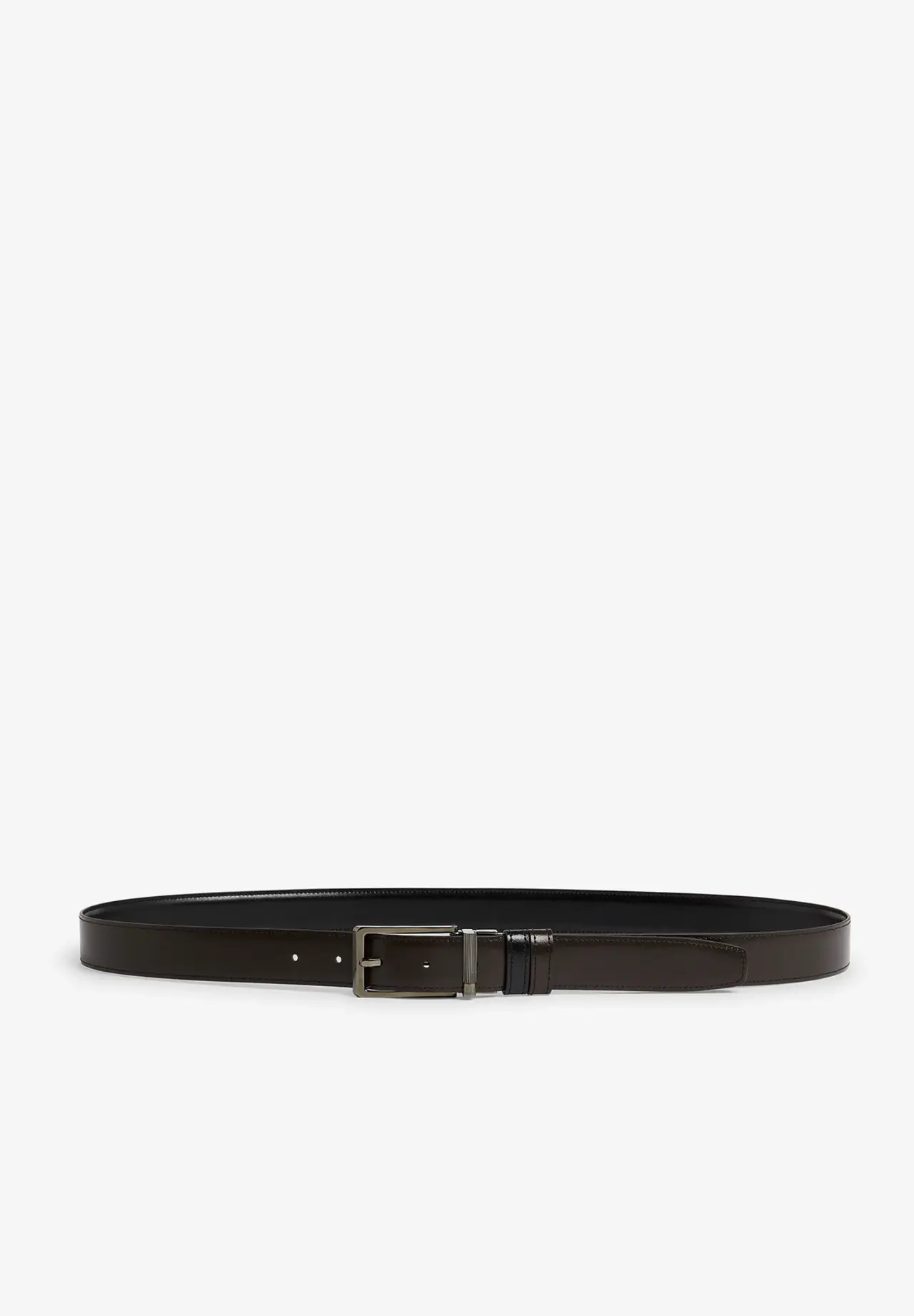 Reversible 30mm Rounded Roller Buckle Smooth Leather Belt