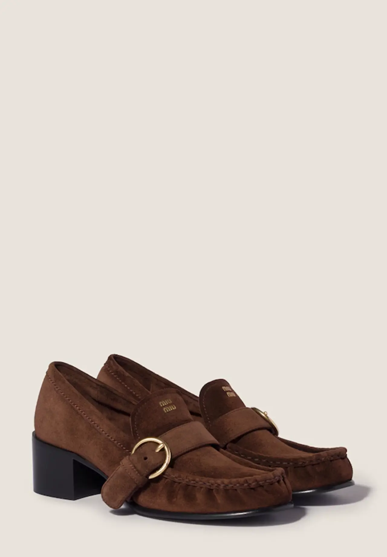 Suede Loafers with Buckle