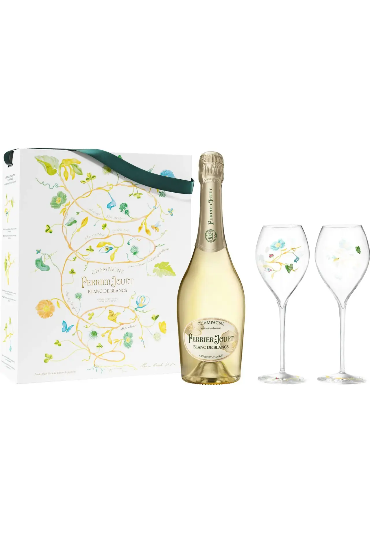Perrier-Jouët Blanc de Blancs Two-Glass Set Ecological Box by