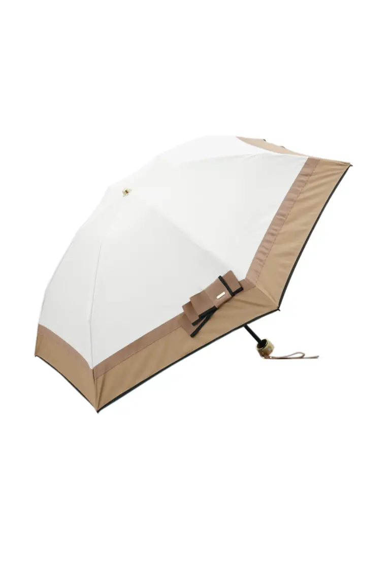 【 Beaurance （ビューランス）】サマーシールド　リボン切り継ぎ加工晴雨兼用パラソル傘（折りたたみ）