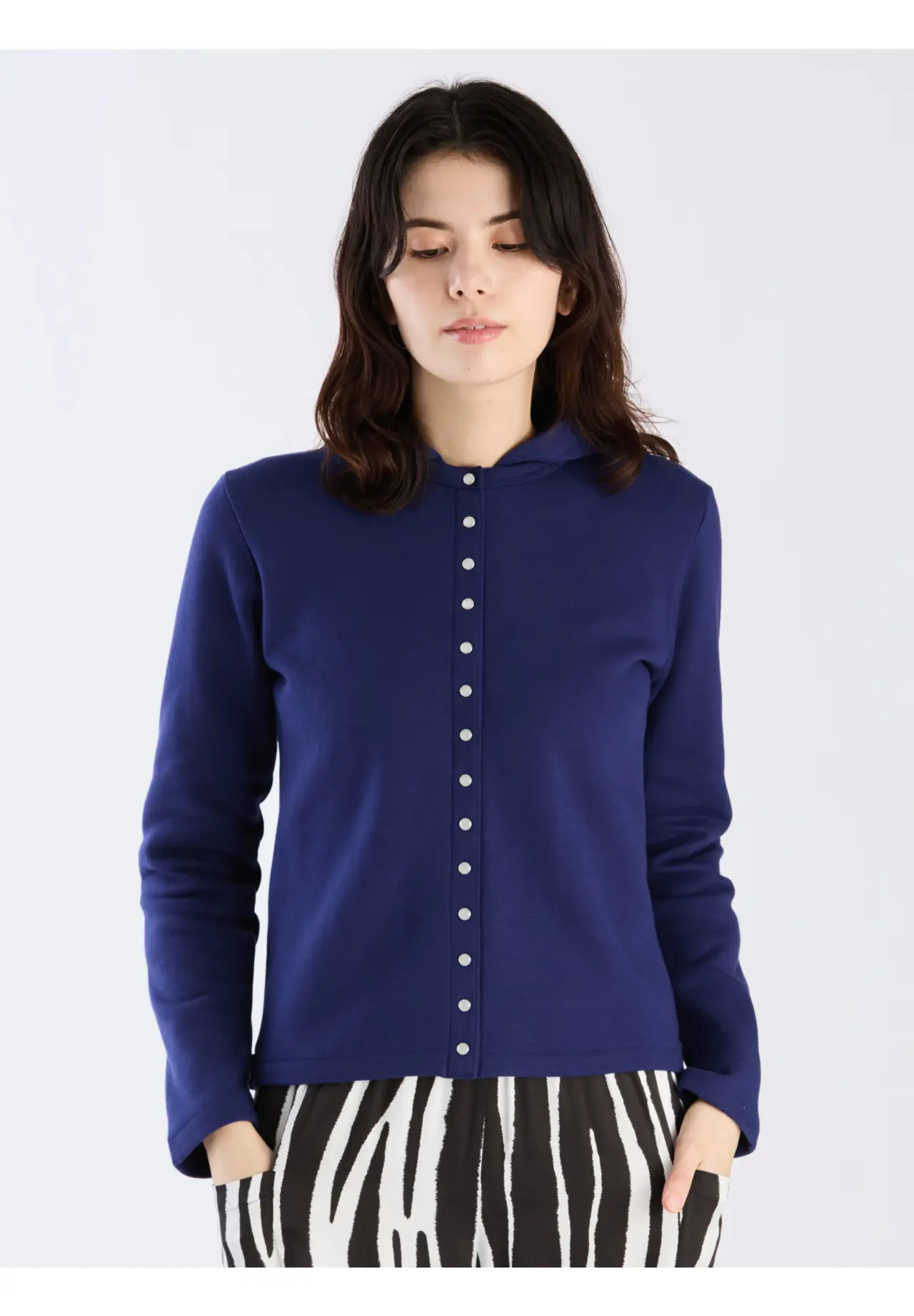 Organic Cotton Melton Long Sleeve Cardigan “Capuche”