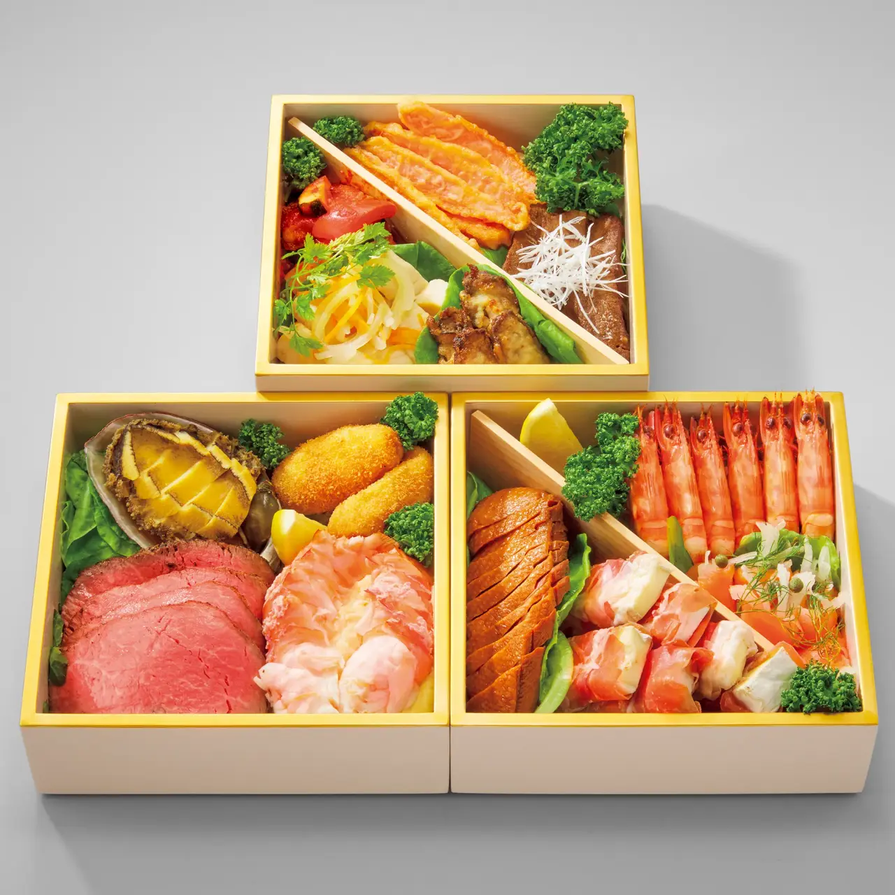 Carefully Crafted Western Osechi Three-tier Box
