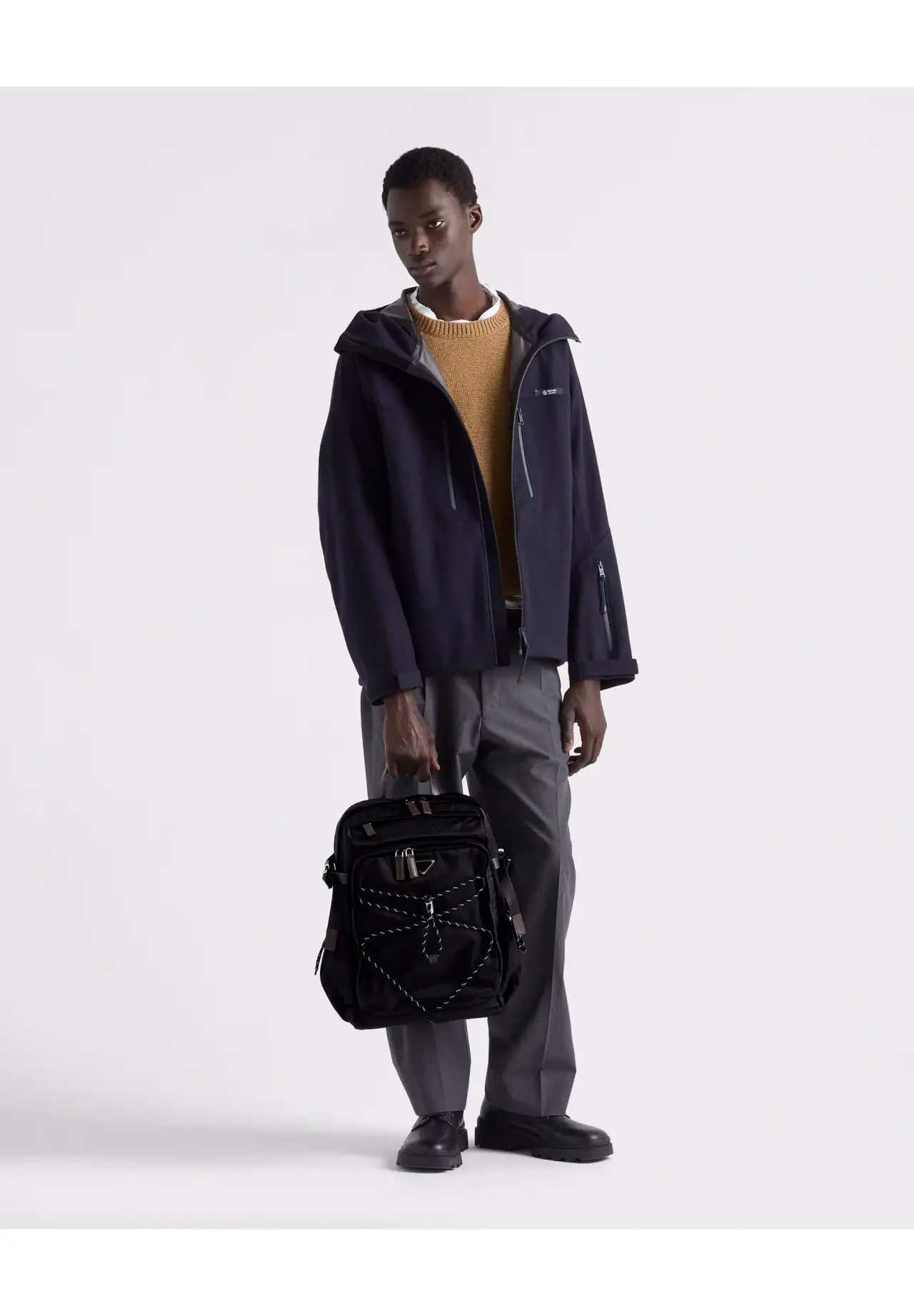Prada Speedlock Re-Nylon × 皮革双肩背包