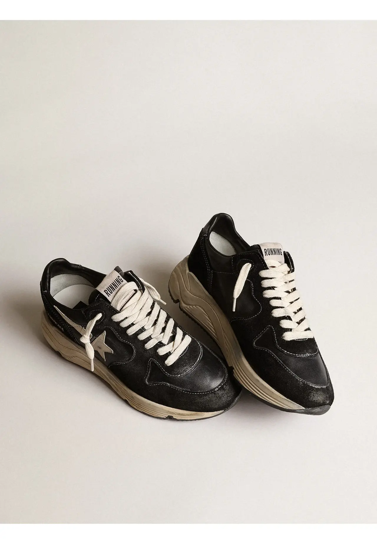 Women’s Running Sole Black Nappa Leather & Suede