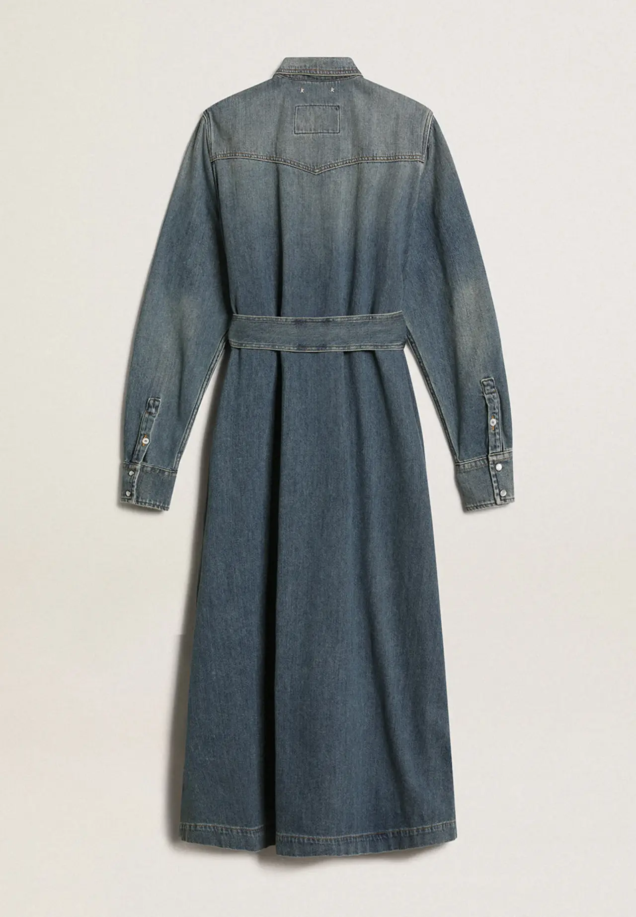Women's denim shirt dress with waist belt