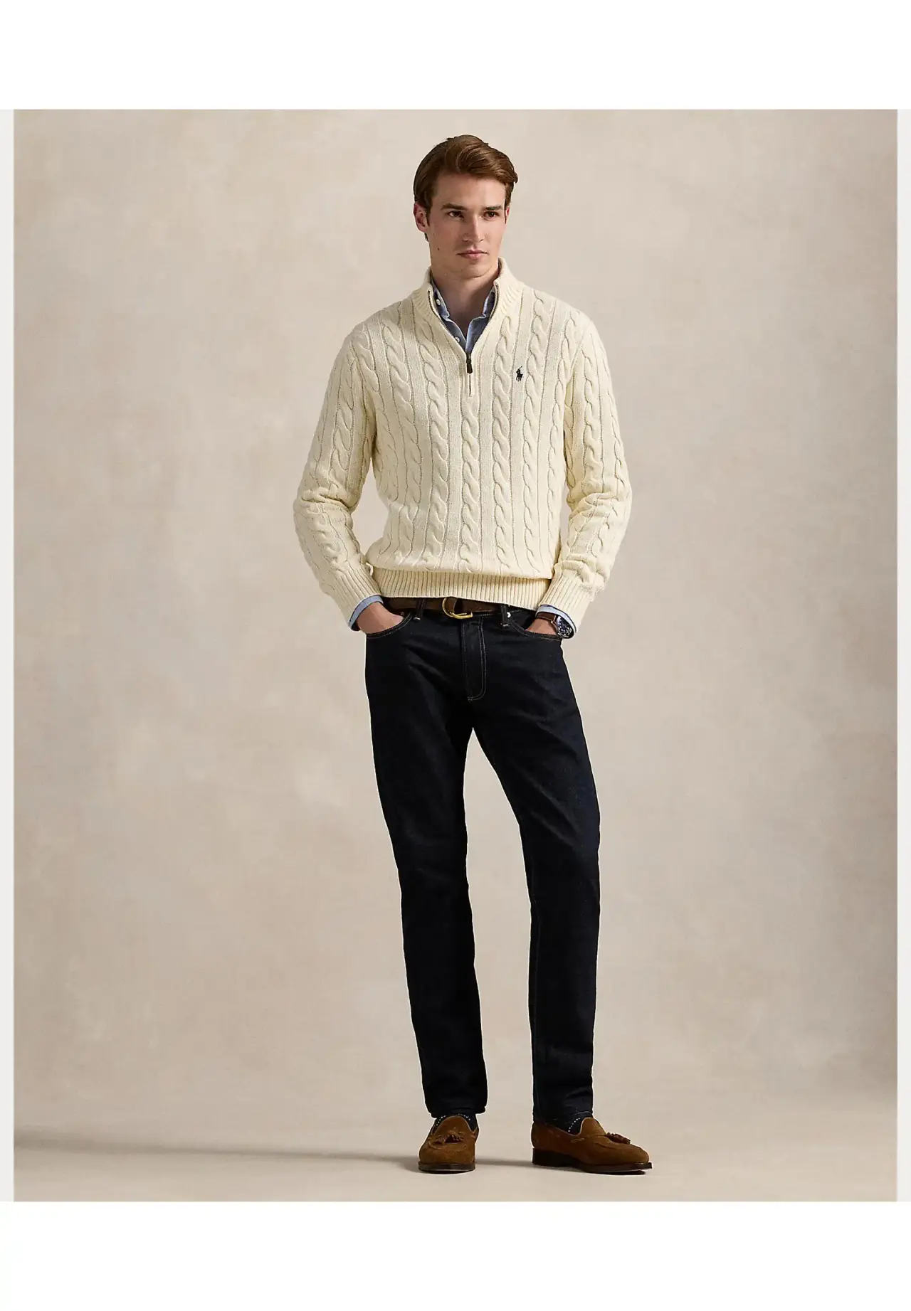 POLO RALPH LAUREN ケーブルニット コットン クォータージップ