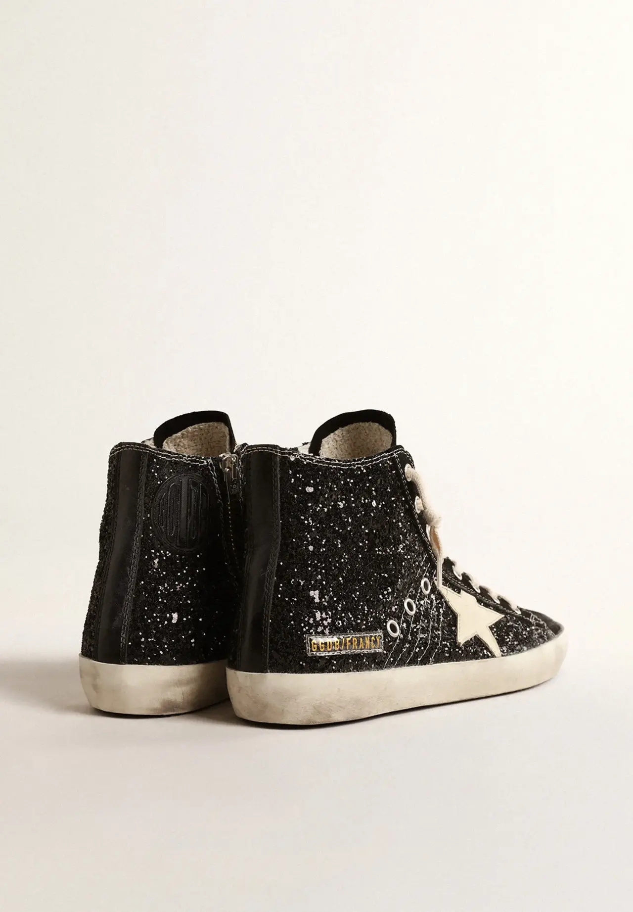 Limited Edition Francy Penstar sneakers with ivory glitter star and black heel tab