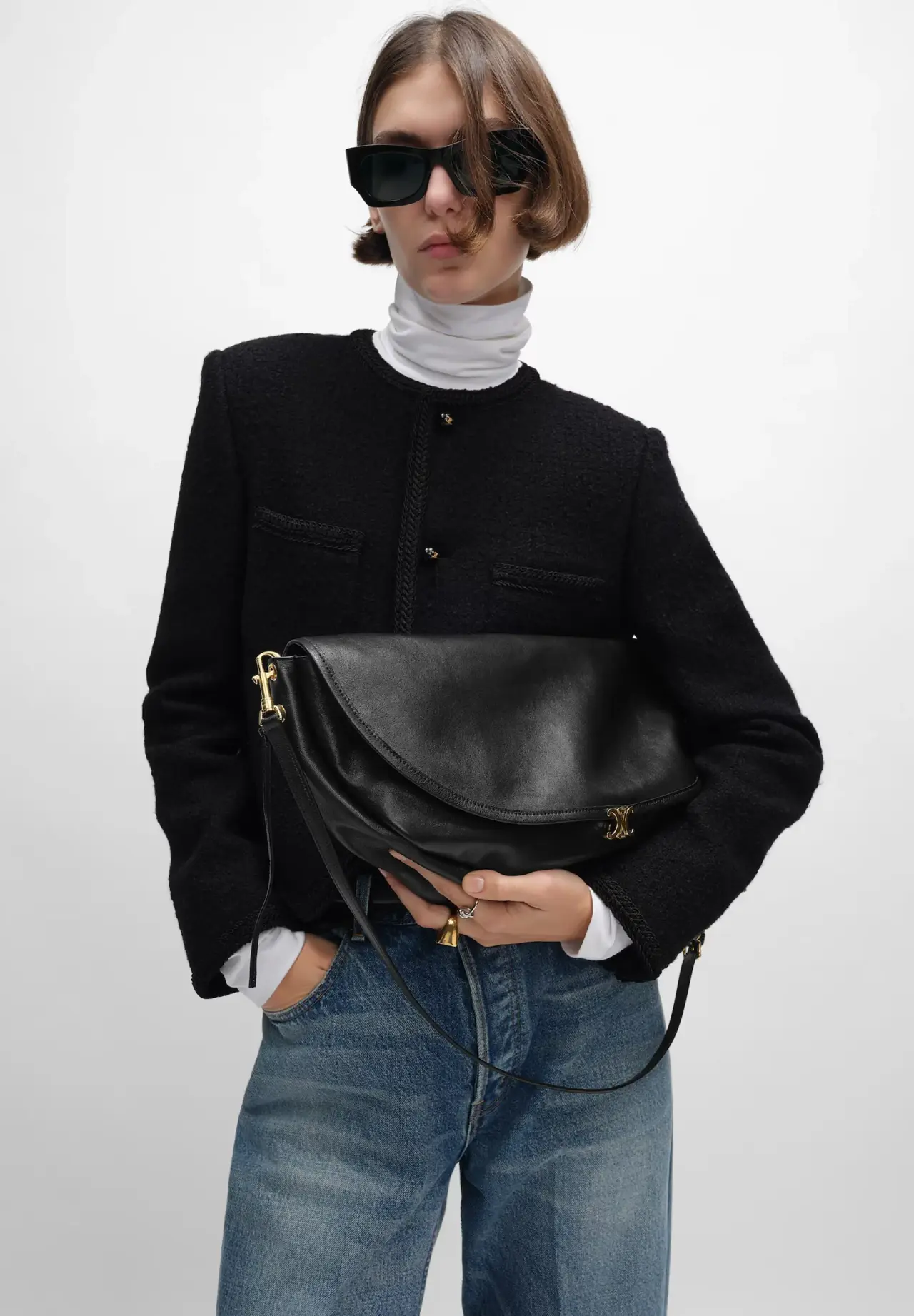 Half Moon Soft Triomphe Bag / Supple Shiny Lambskin