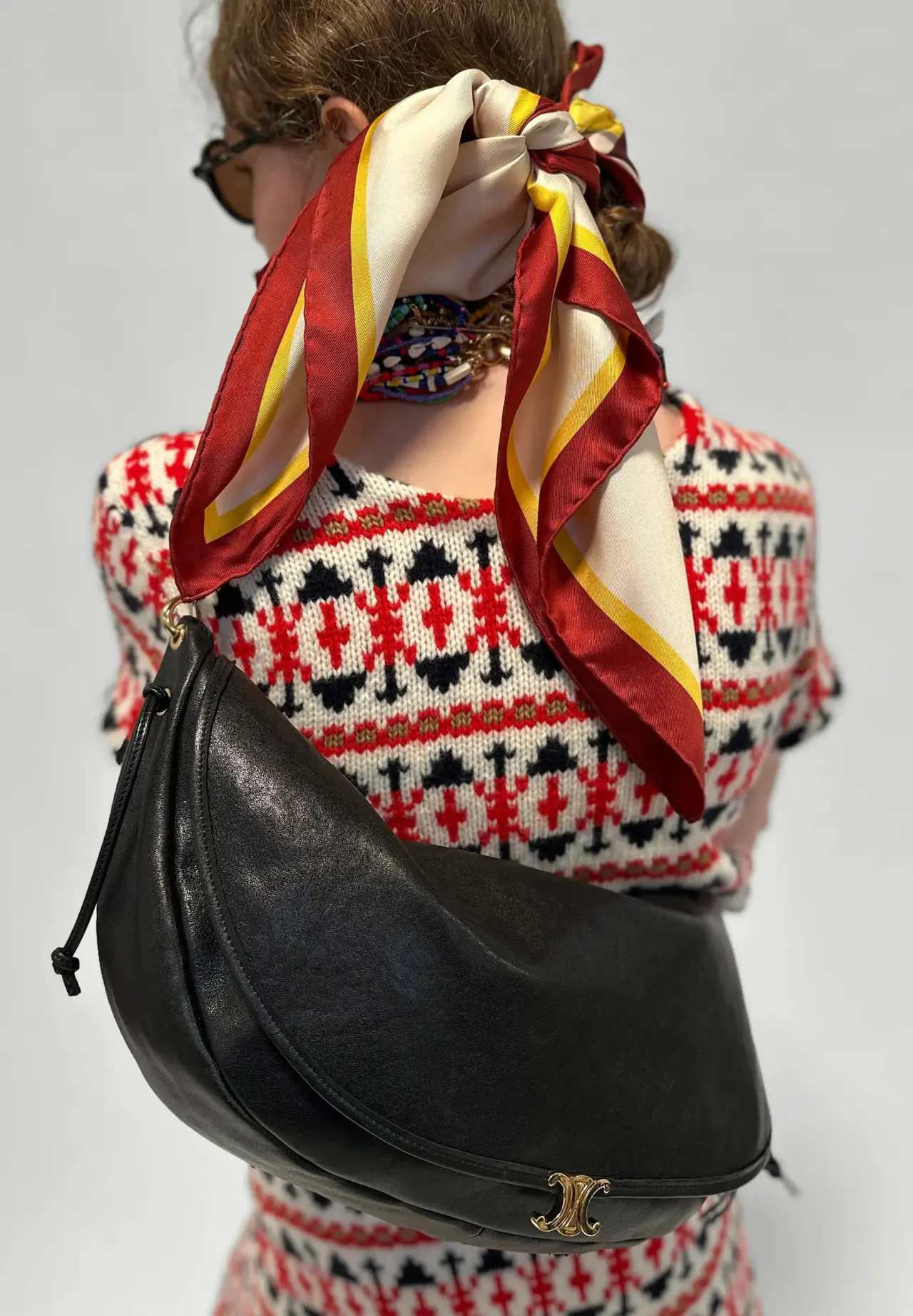 Half Moon Soft Triomphe Bag / Supple Shiny Lambskin