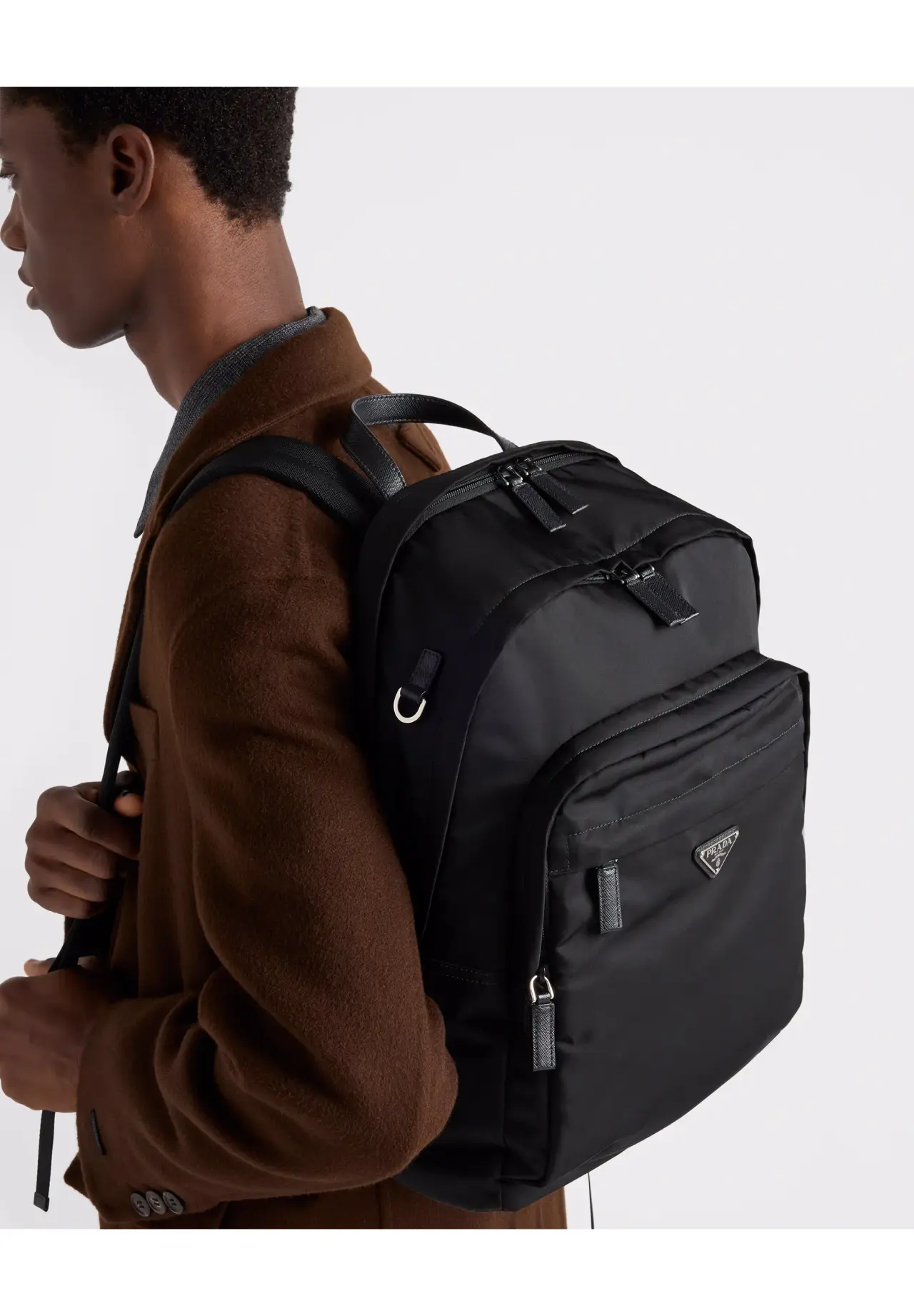 PRADA ノベルティ　黒 レザー リュックサック Re-Nylon xサフィアーノレザー バックパック | Matsuya Ginza