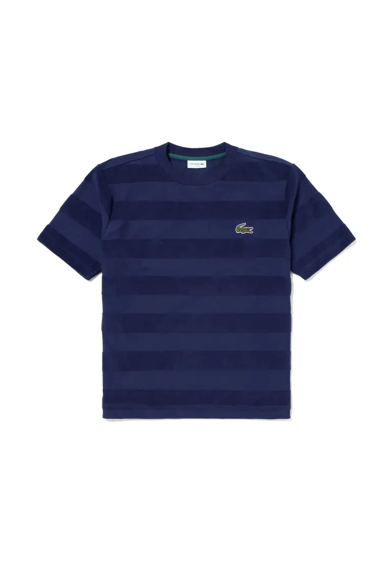 オーバーサイズ パイル地切り替え同色ボーダーTシャツ