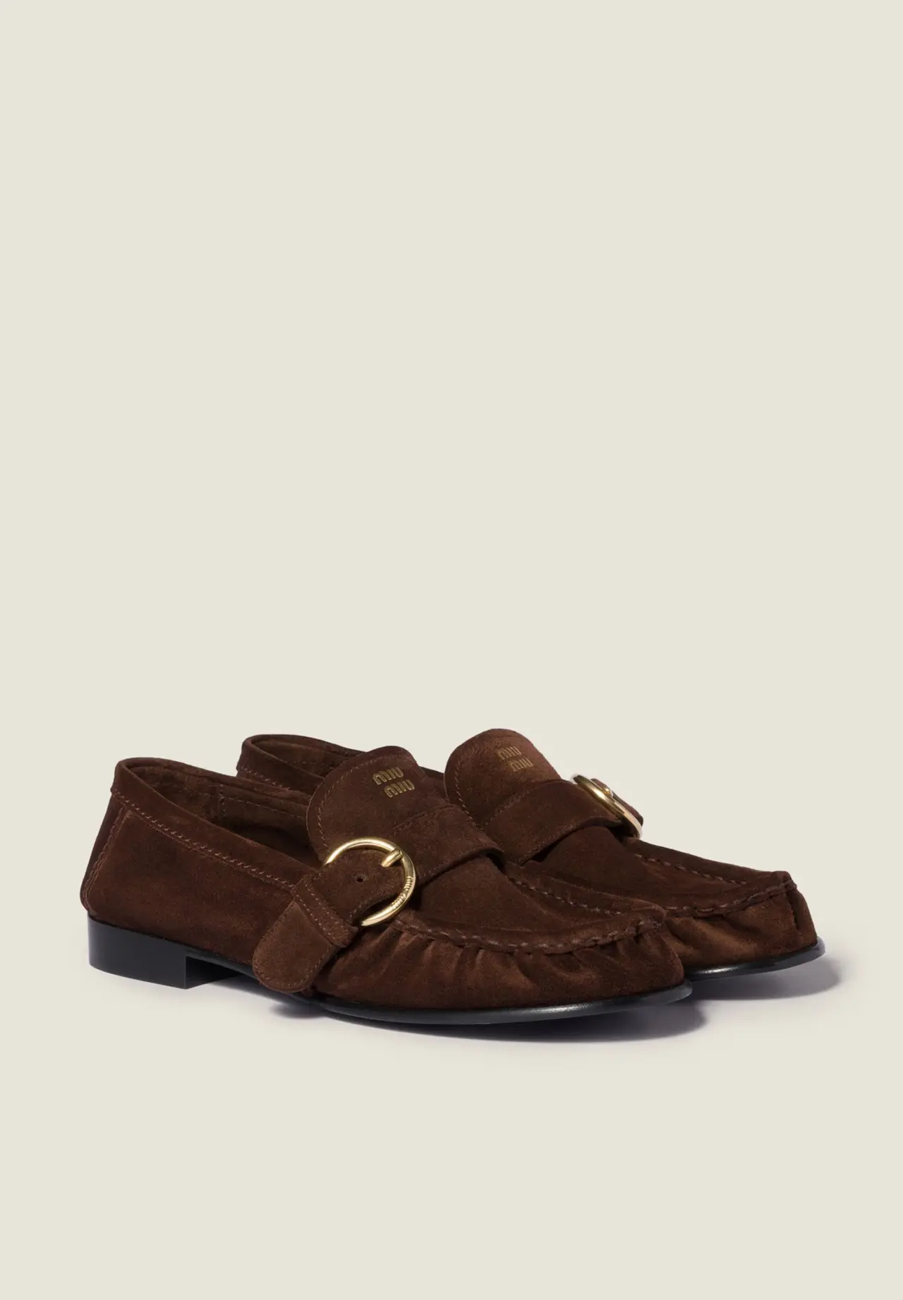 Suede Loafers with Buckle