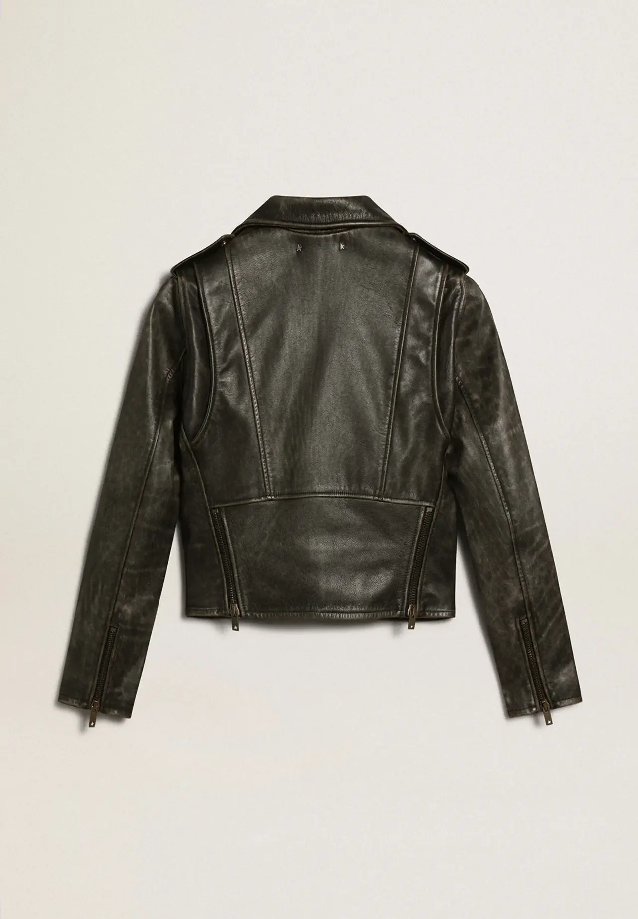 Men's biker jacket in used-effect leather