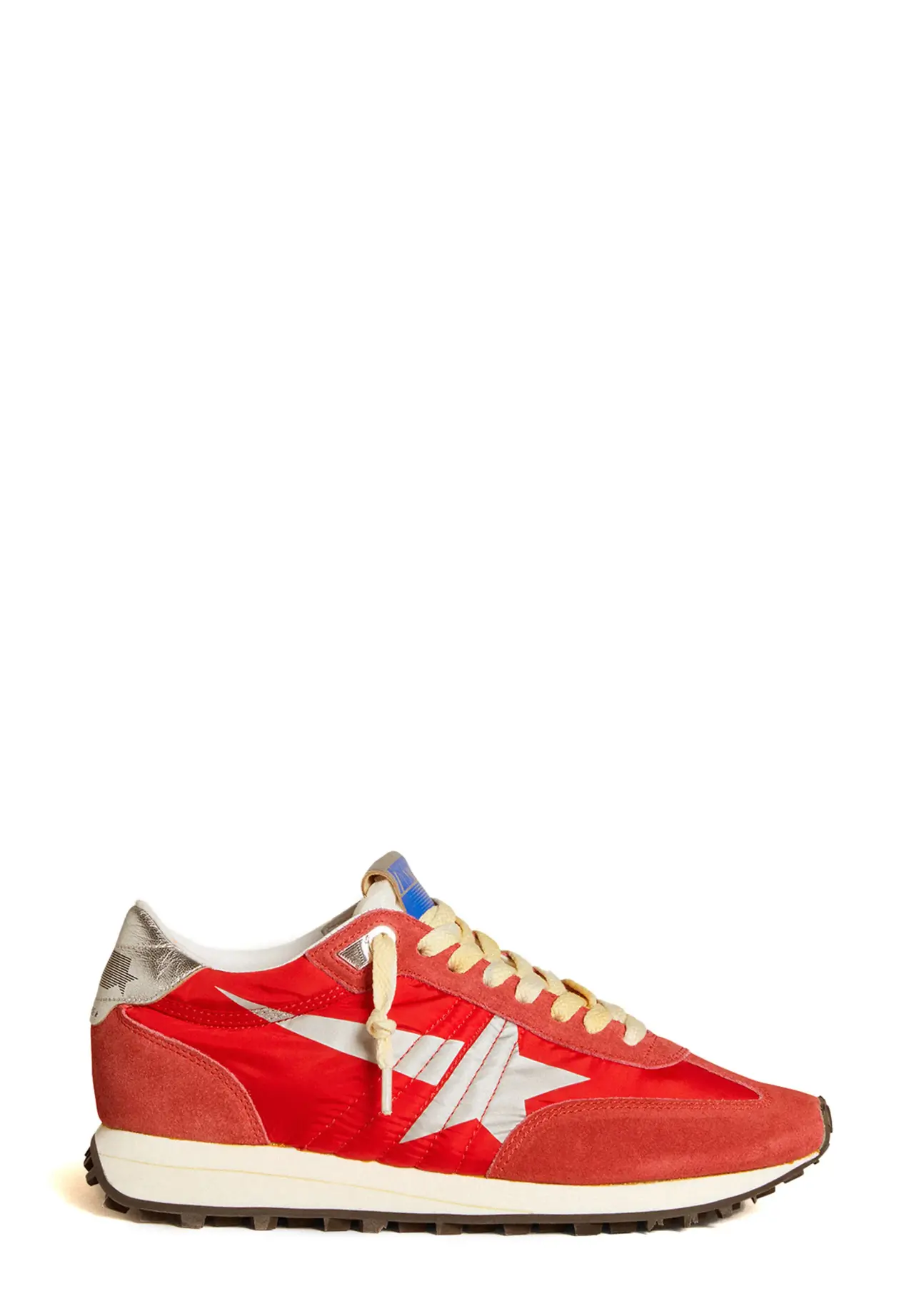 Women's Marathon sneakers with red nylon upper and silver star