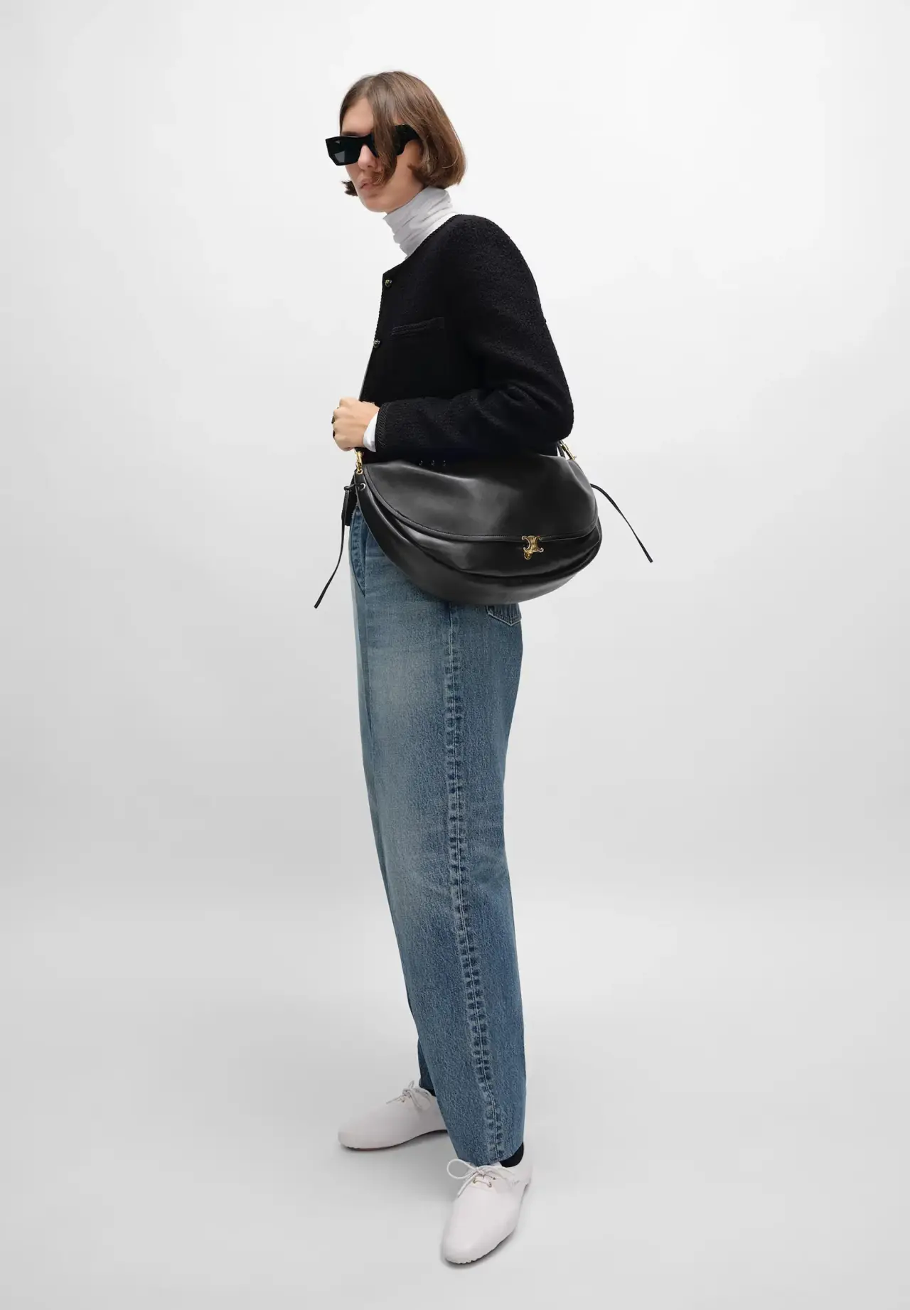 Half Moon Soft Triomphe Bag / Supple Shiny Lambskin