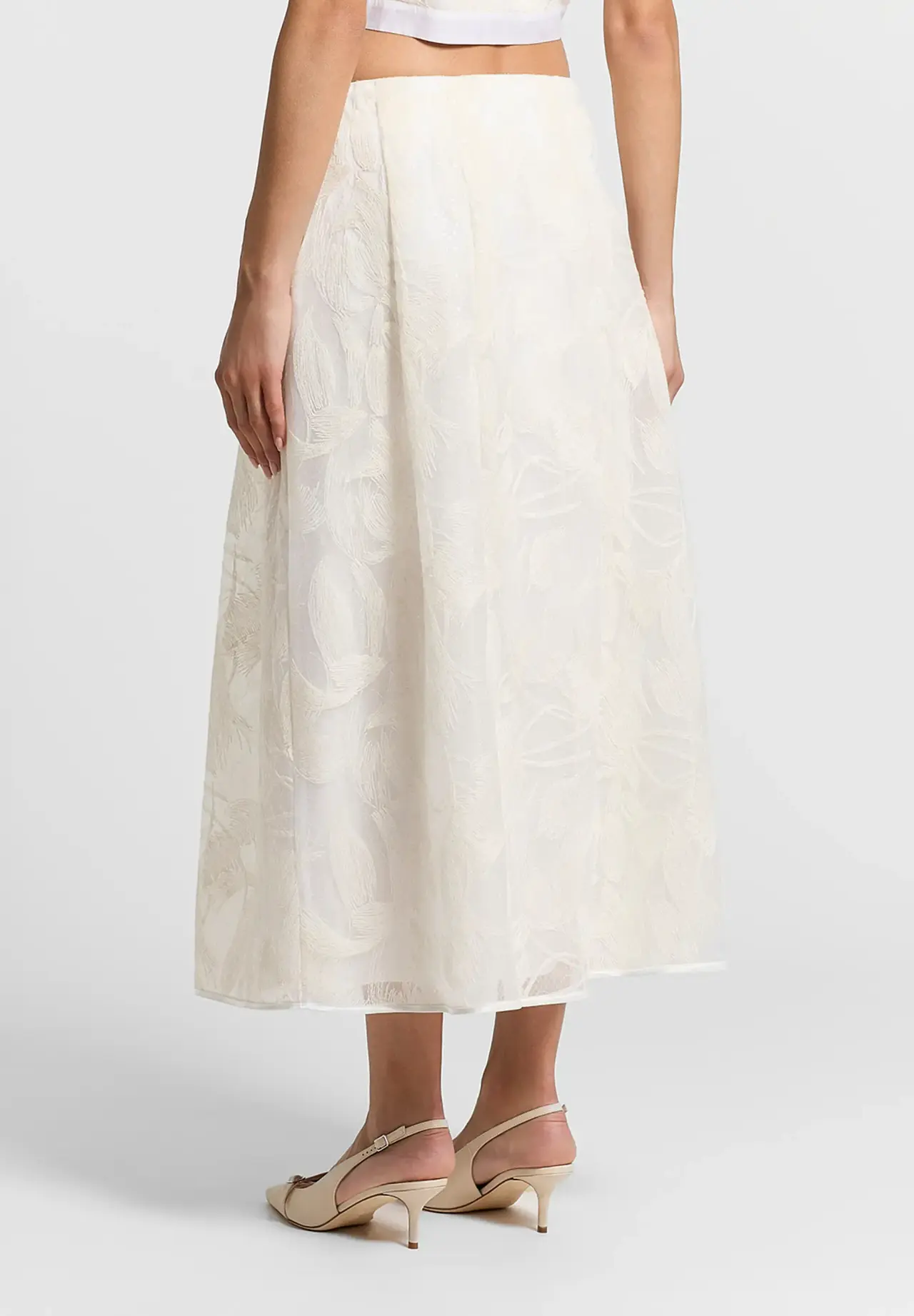Sequin Leaf Embroidery Skirt