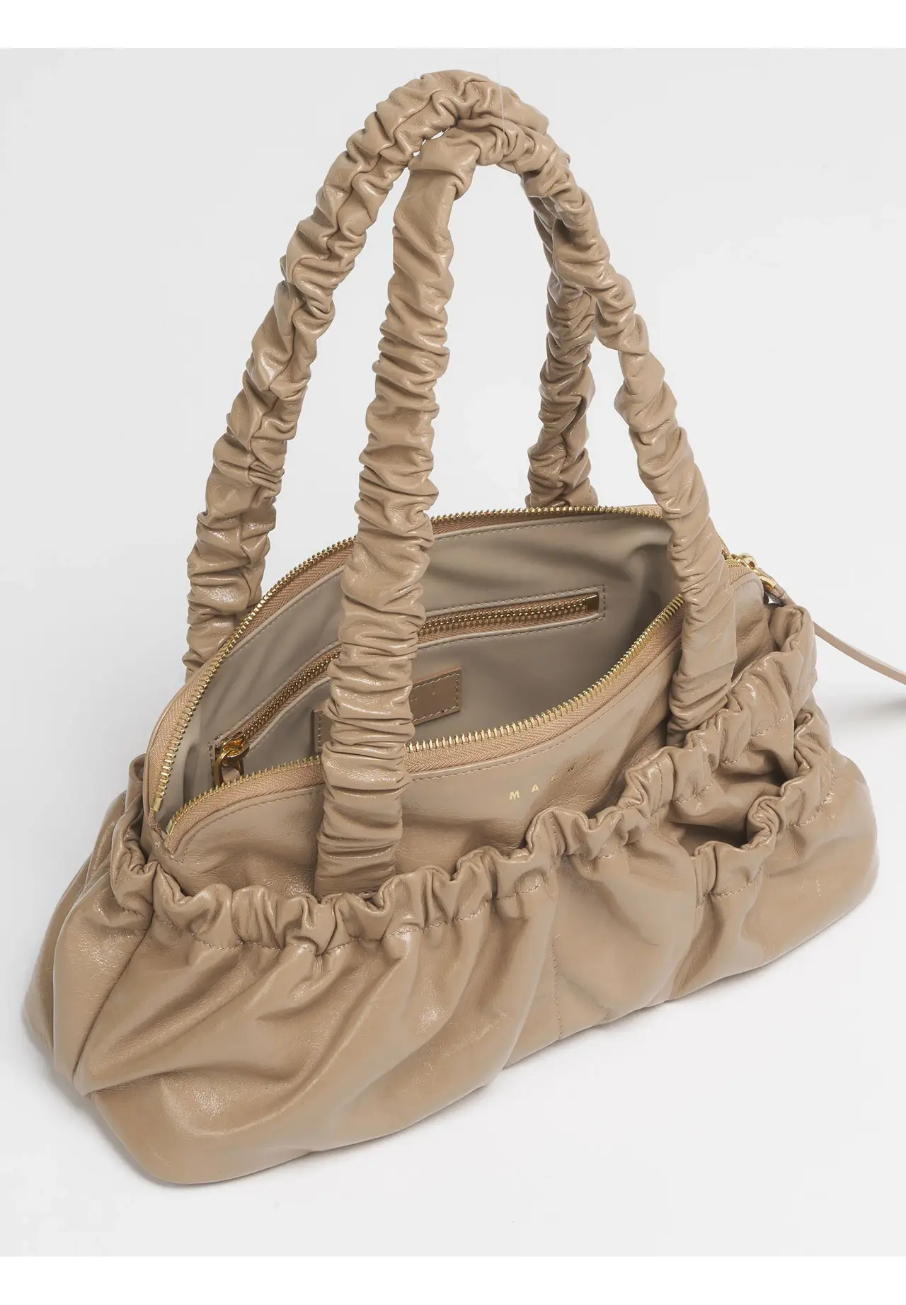 LEATHER RUFFLES GATHERED E/W Bag