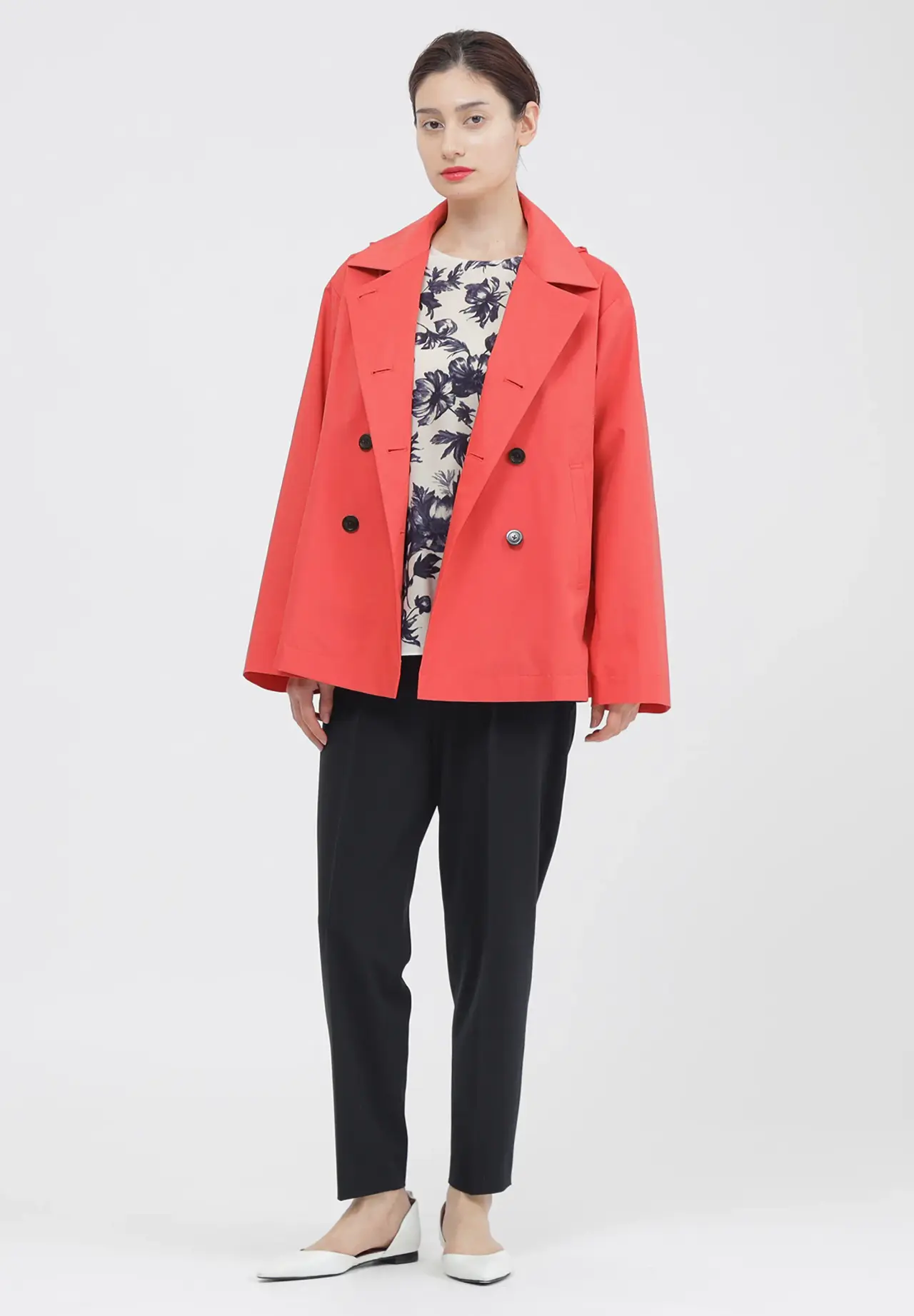 Sheer Flower Print Blouse (Washable / Cool Touch)