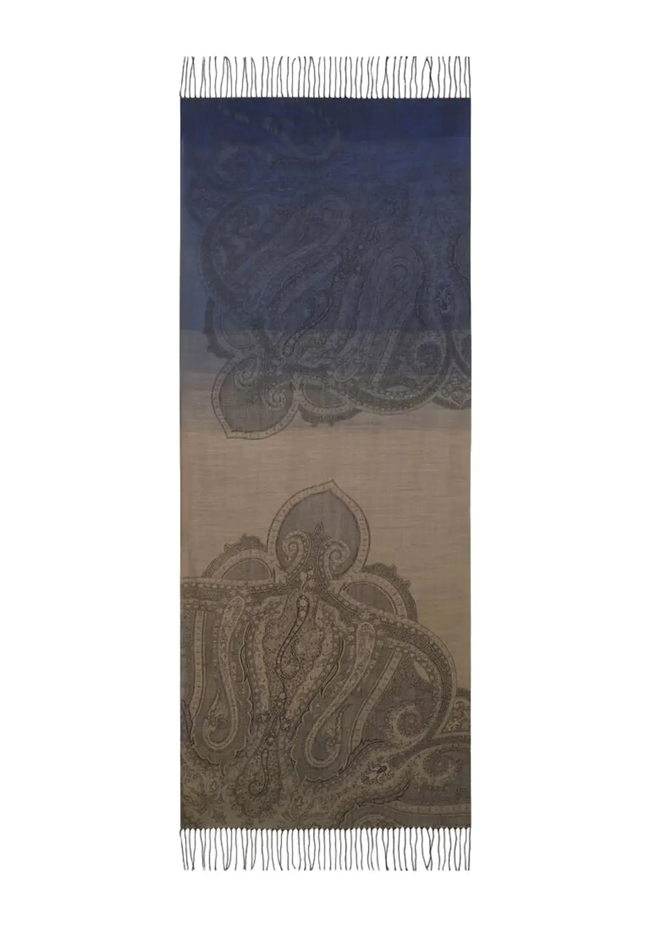  Gradient Paisley Motif Wool & Silk Jacquard Scarf