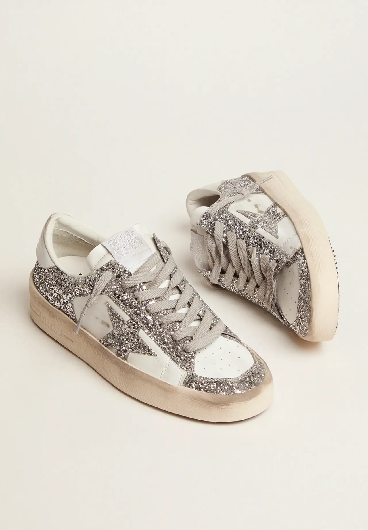 Stardan sneakers in white leather with glitter