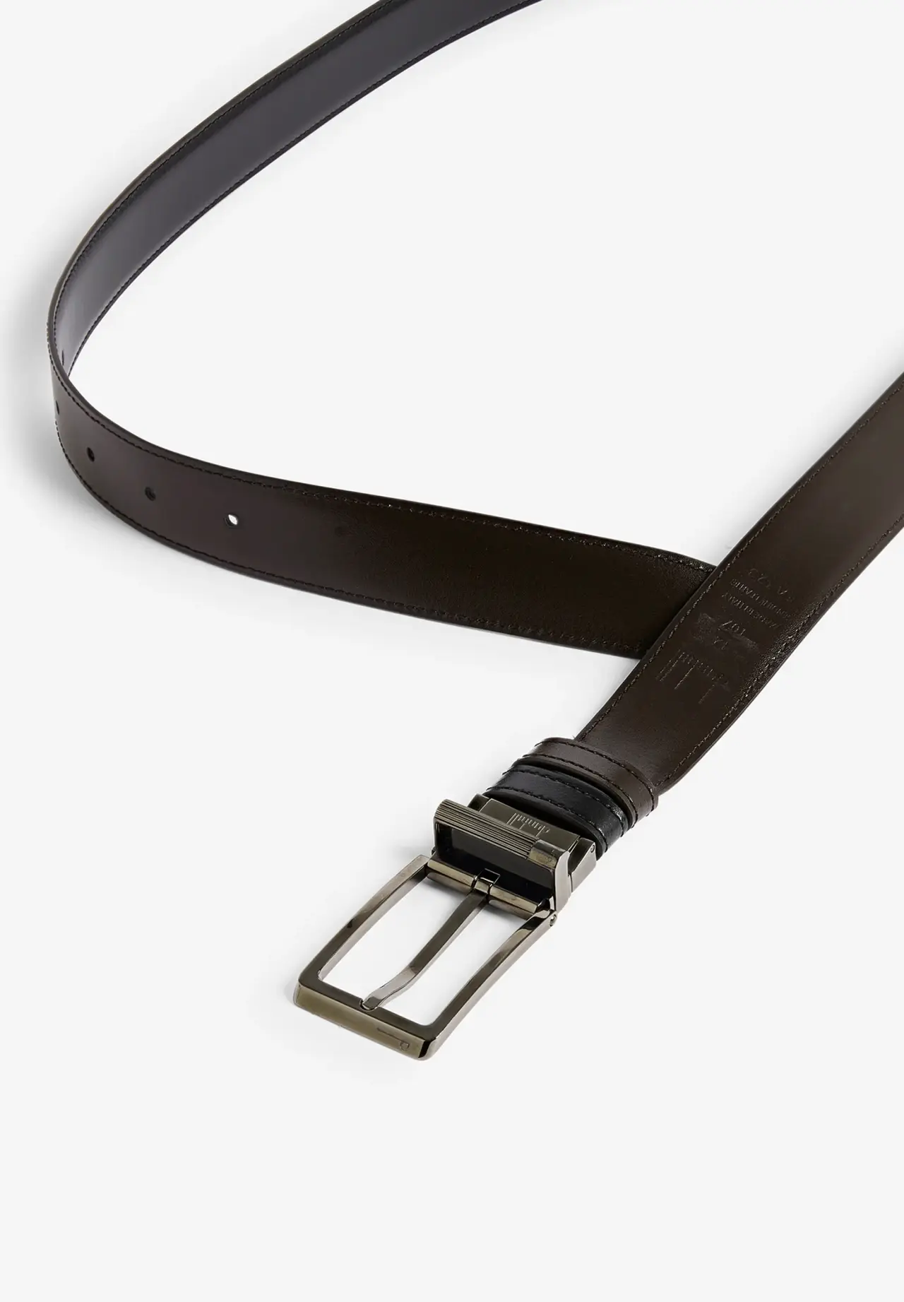 Reversible 30mm Rounded Roller Buckle Smooth Leather Belt