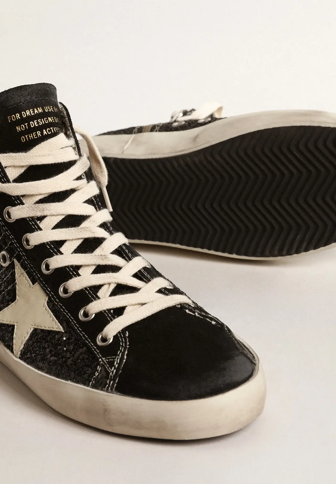 Limited Edition Francy Penstar sneakers with ivory glitter star and black heel tab