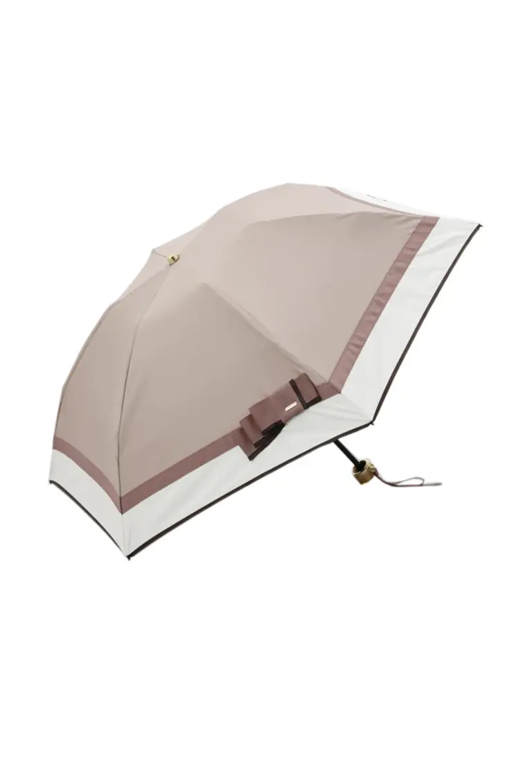 【 Beaurance （ビューランス）】サマーシールド　リボン切り継ぎ加工晴雨兼用パラソル傘（折りたたみ）