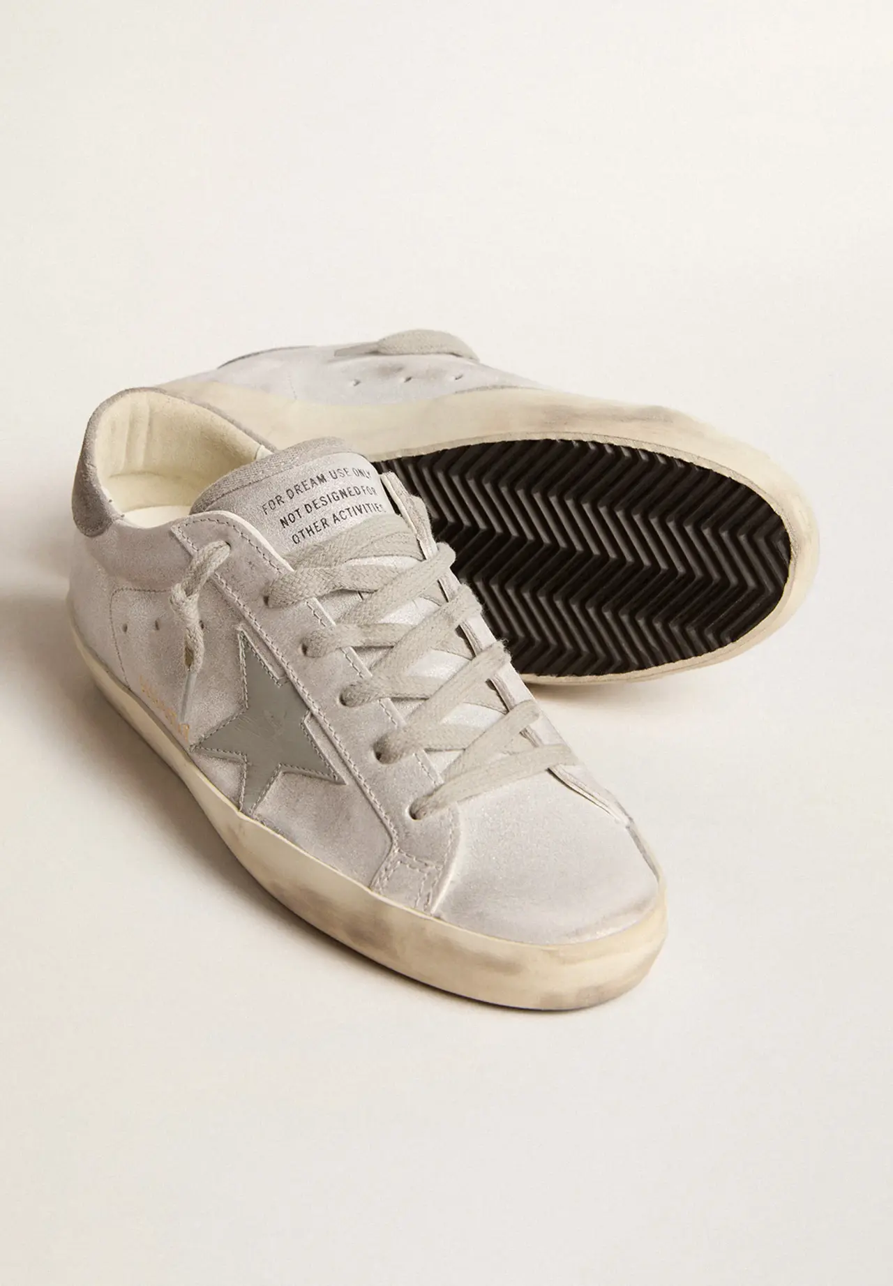 Super-Star sneakers in gray-white glitter-effect leather with leather star