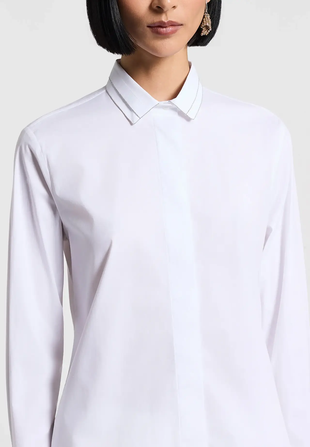 Ball Chain Detail Cotton Poplin Shirt