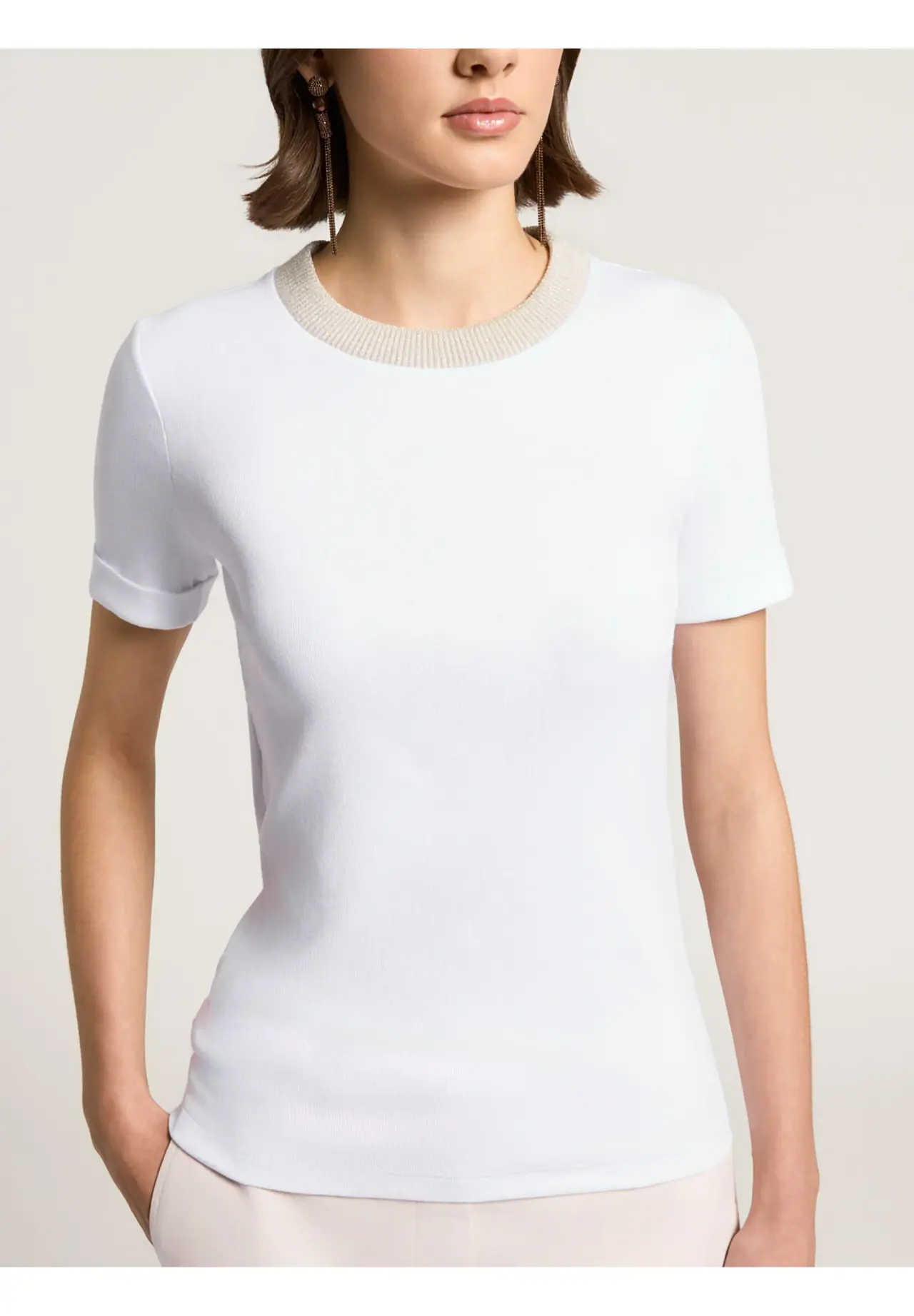 マイクロリブストレッチジャージTシャツ