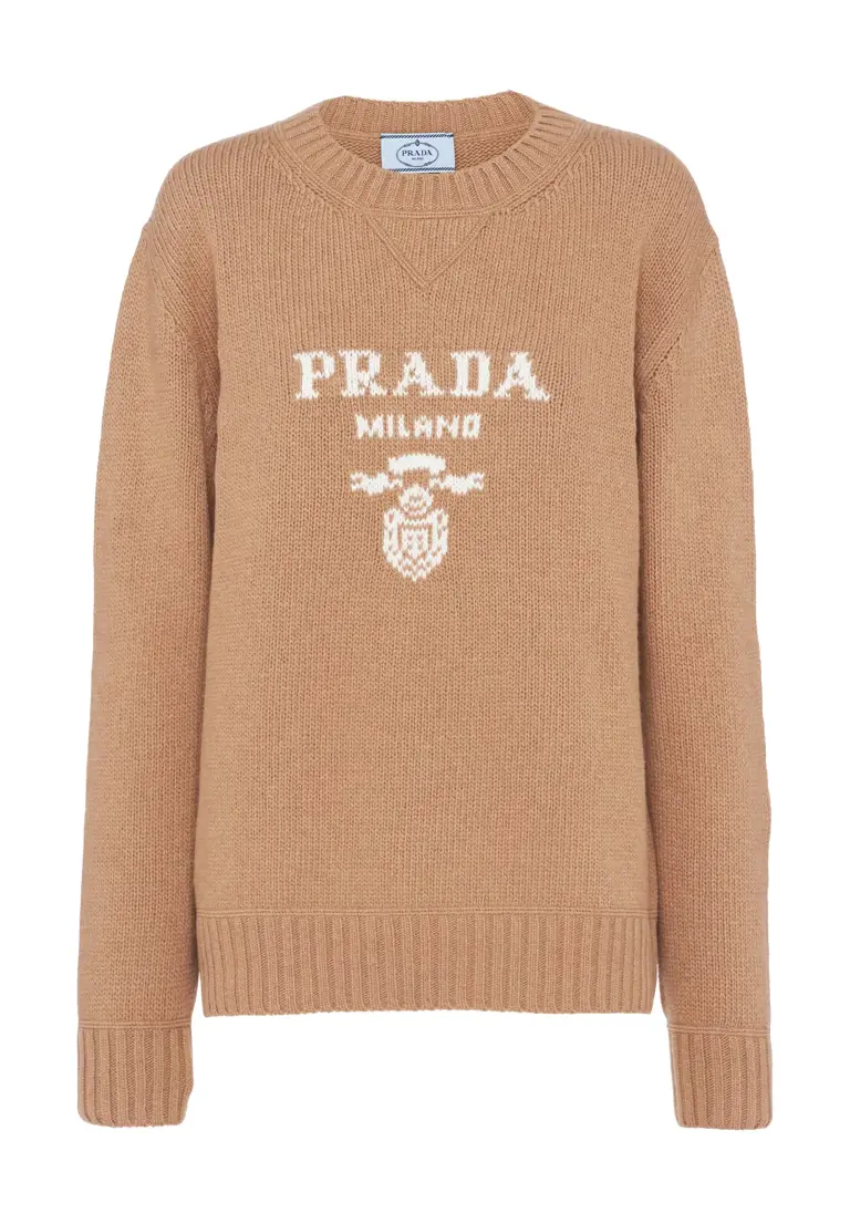 Logo Cashmere Wool Crewneck Sweater