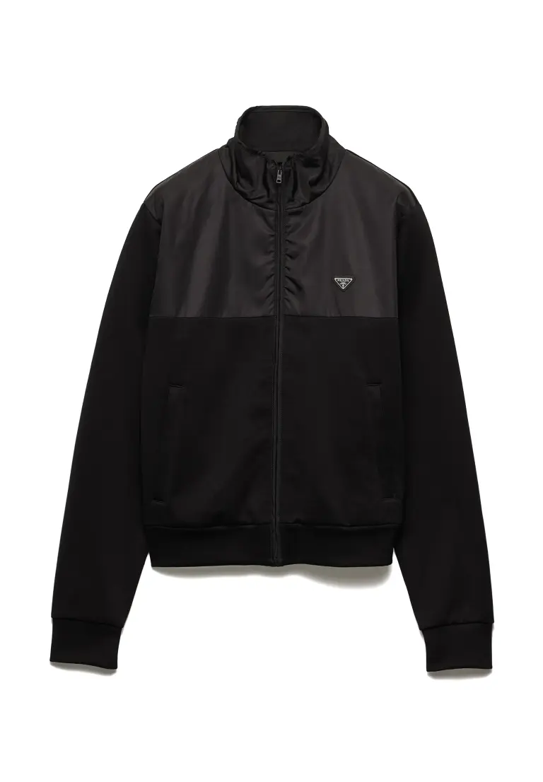 Cotton Fleece Zip-Up Jacket with Re-Nylon Details
