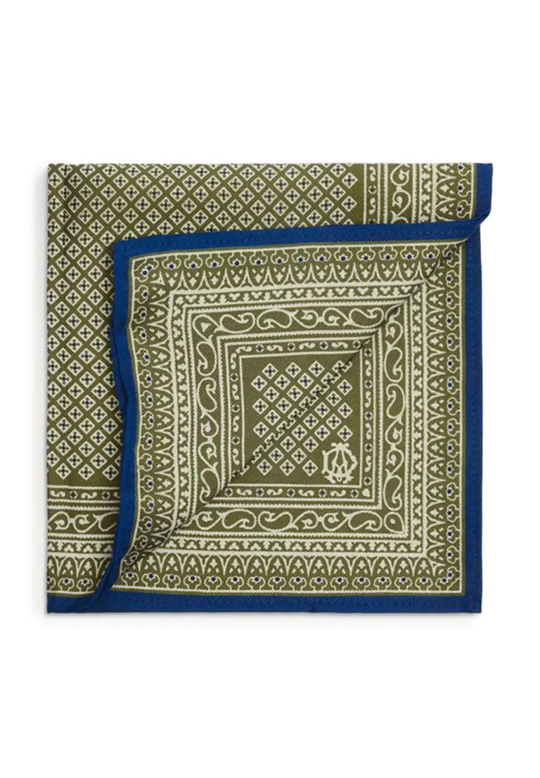 SILK MICRO DIAMOND NEAT SCREEN PRINT POCKET SQUARE