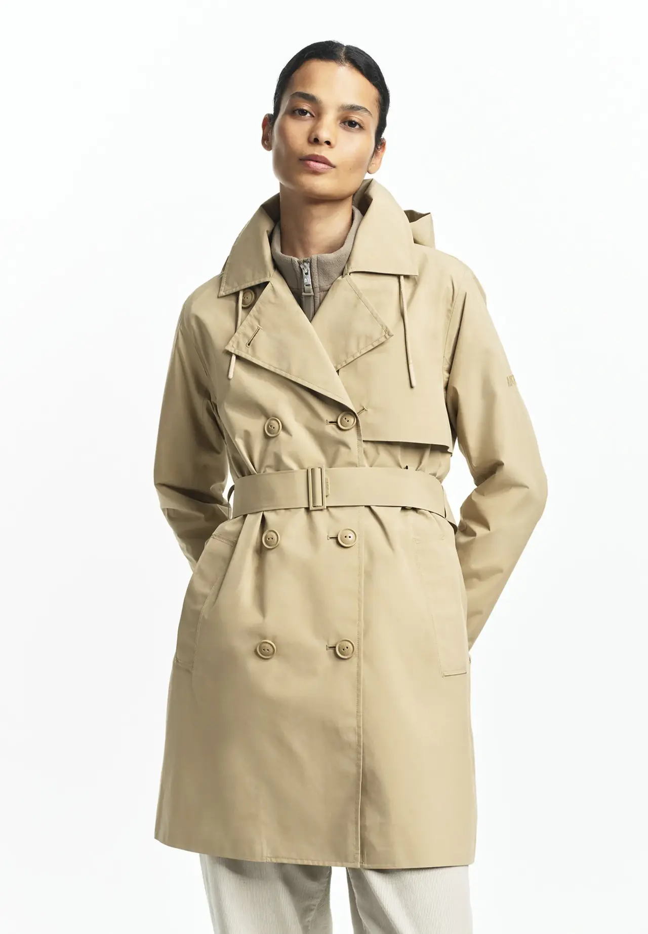 GORE-TEX ゴアテックス ミドルトレンチコート / フード取り外し可