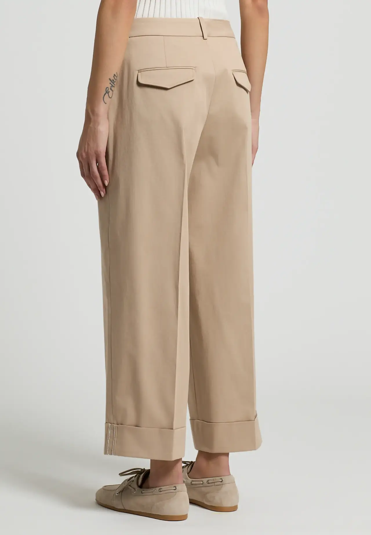 Cotton Gabardine One-Tuck Wide Pants