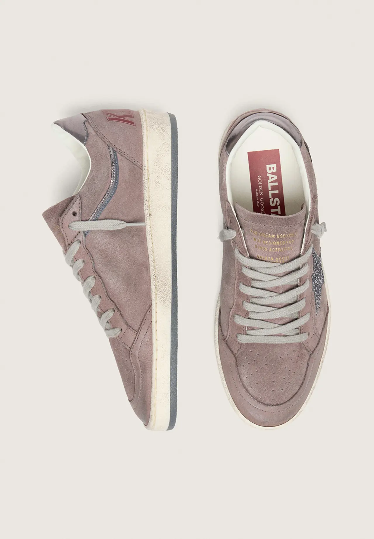 Ball Star Women's Suede (Lavender) Glitter Star (Silver) & Laminated Leather Heel Tab