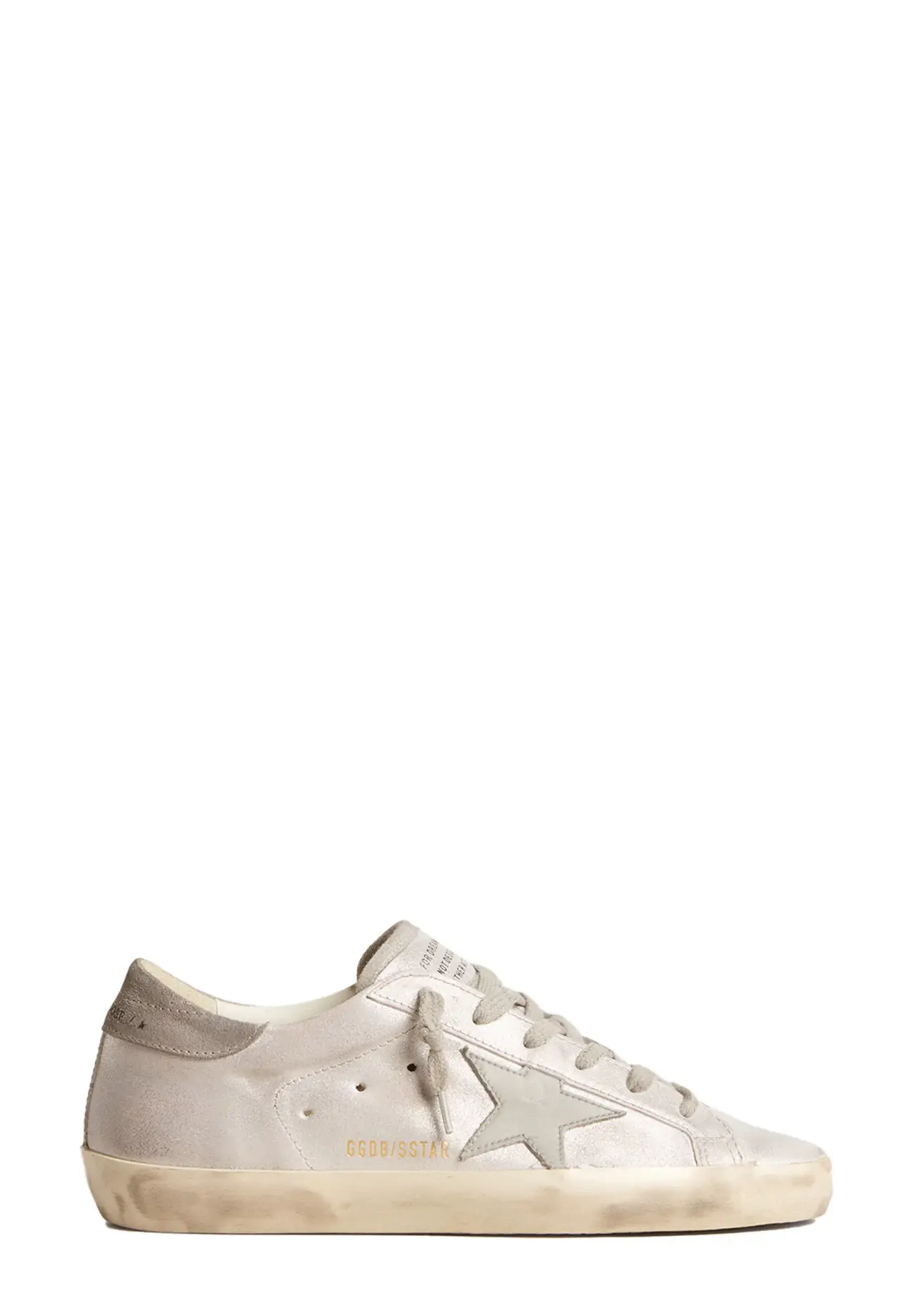 Super-Star sneakers in gray-white glitter-effect leather with leather star