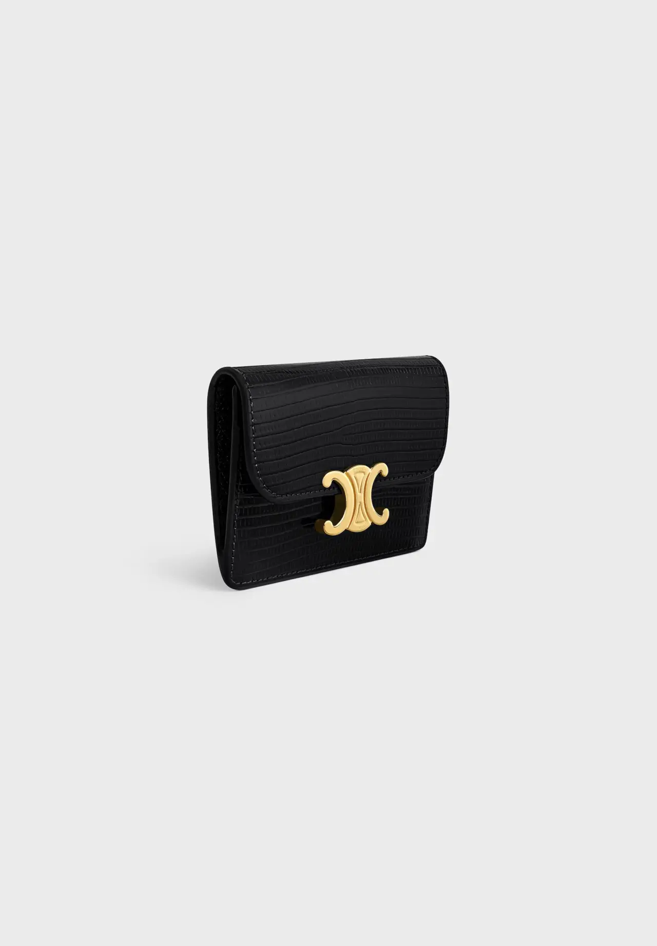 Triomphe Card Holder with Flap / Lizard
