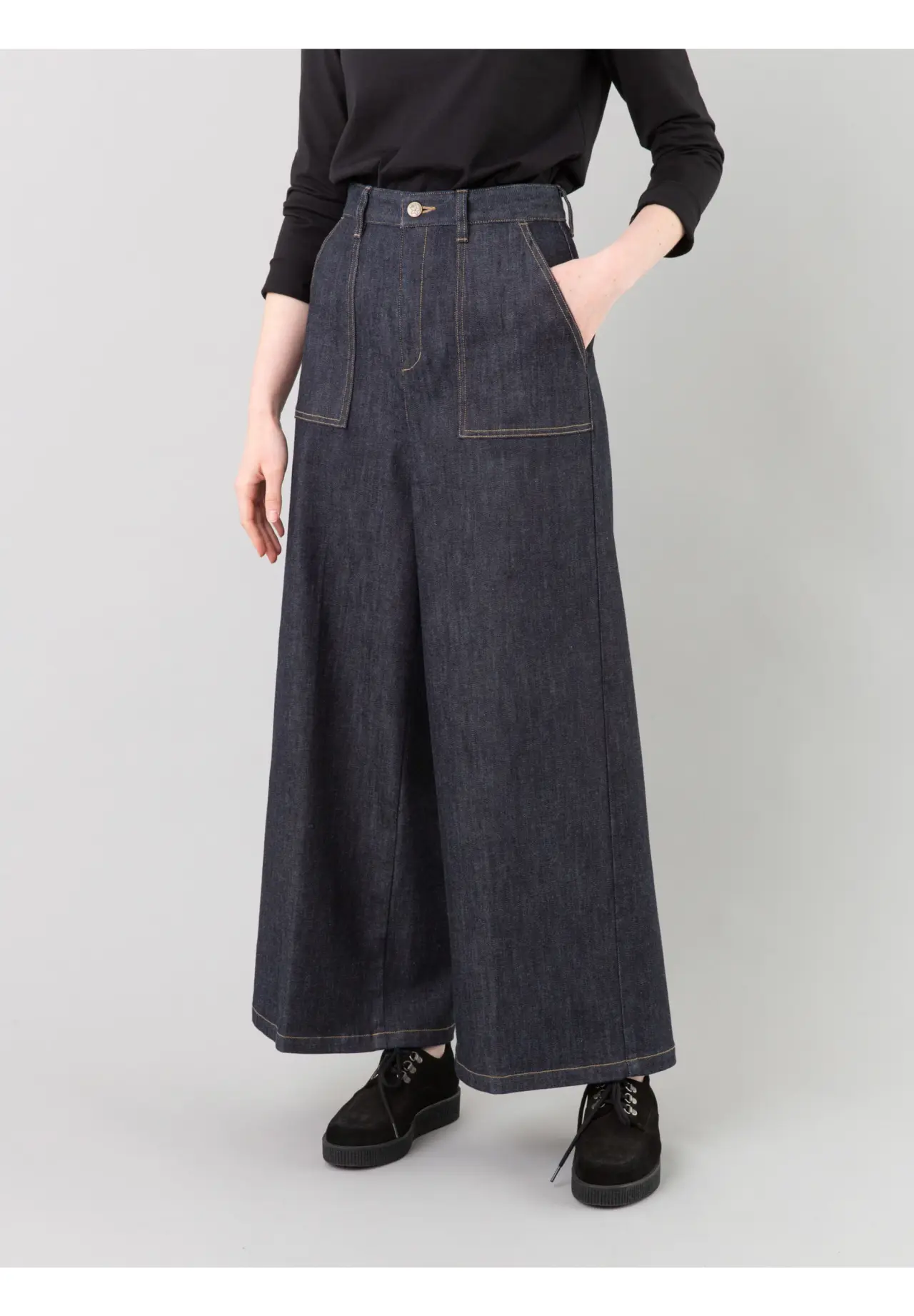 denim wide pants