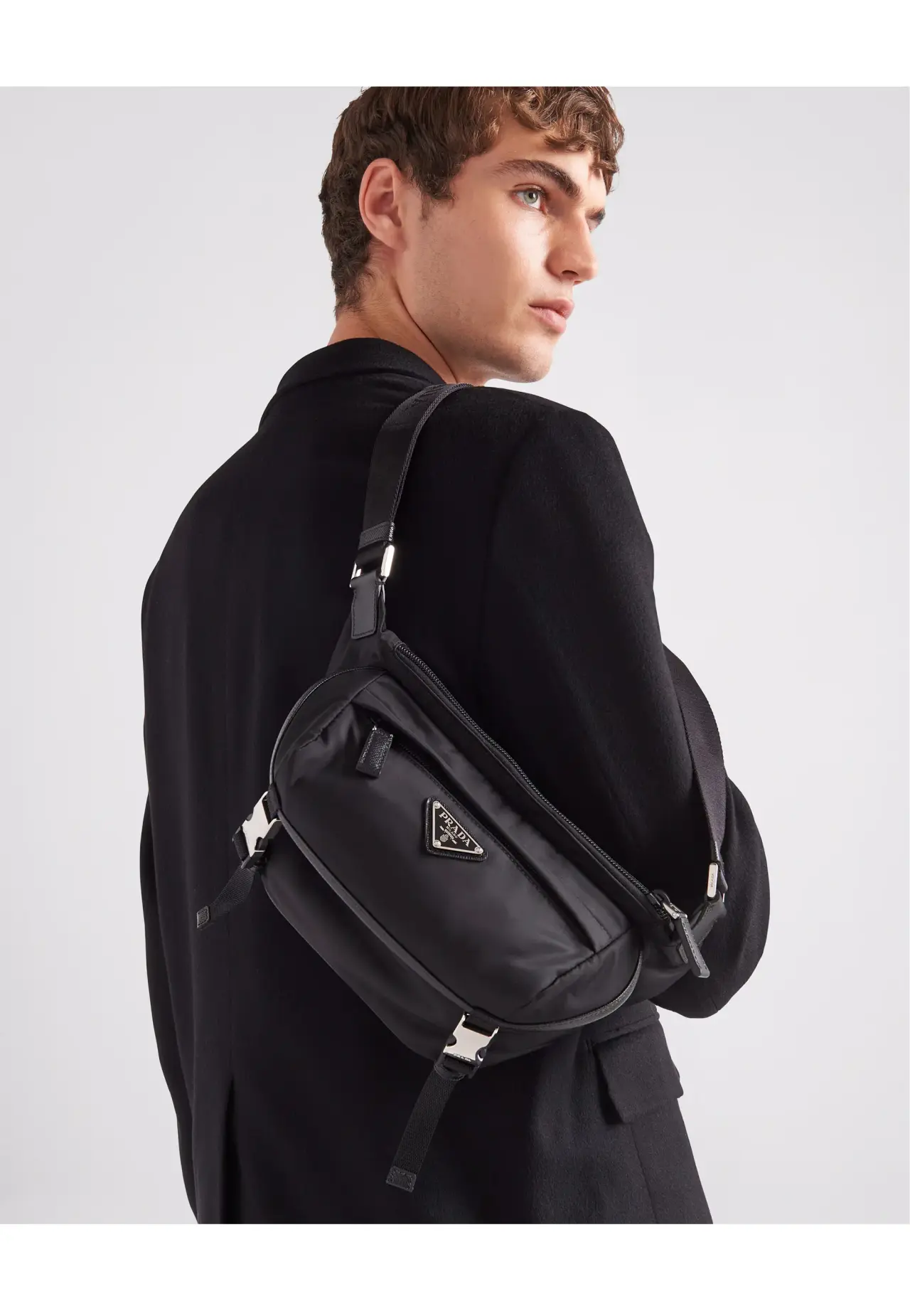 （shi） PRADA ワンショルダーバッグ レザーハンドル ナイロン Re-Nylon xサフィアーノレザー ショルダーバッグ | Matsuya Ginza