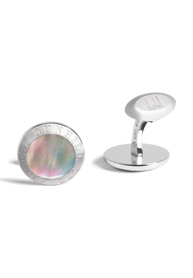 CUFFLINKS AD COIN SIL WHT MOP