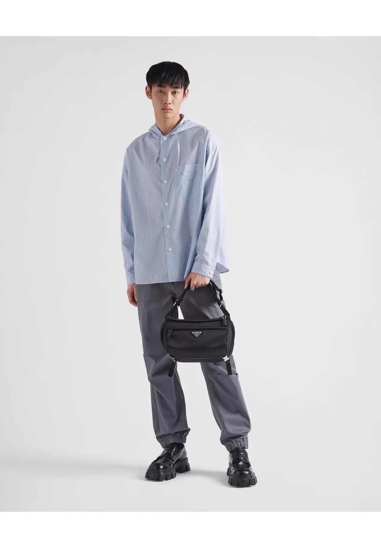 Re-Nylon × Saffiano 皮革单肩包
