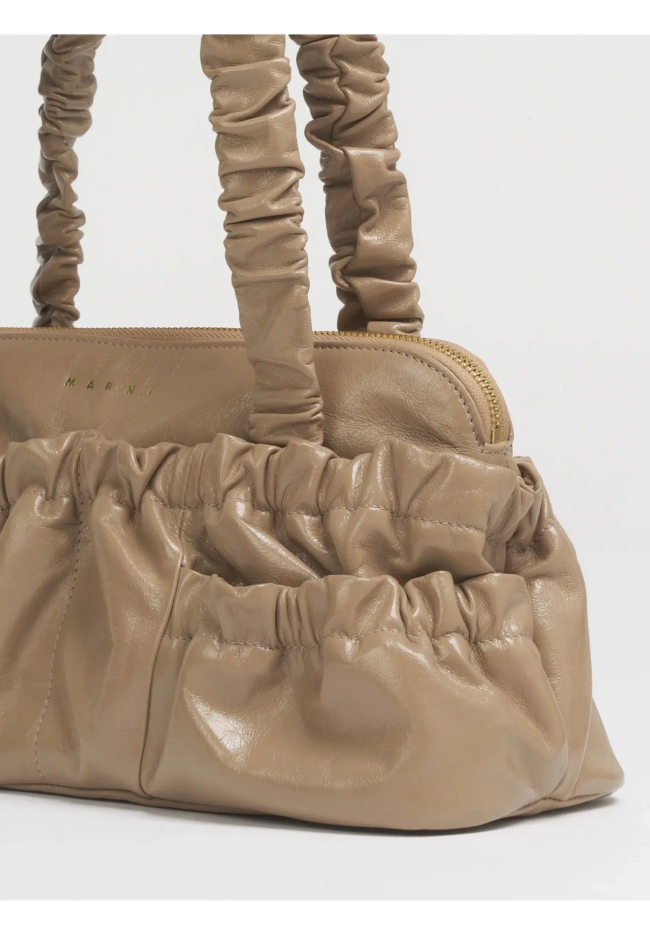 LEATHER RUFFLES GATHERED E/W Bag