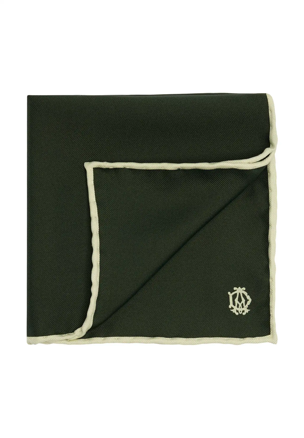 SILK POCKET SQUARE W, OBSIDIAN GREEN, R
