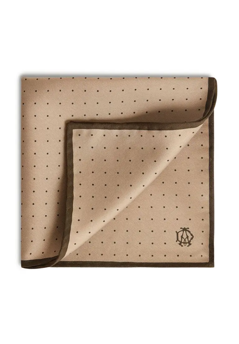 SILK POLKA DOT SCREEN PRINT POCKET SQUARE, R